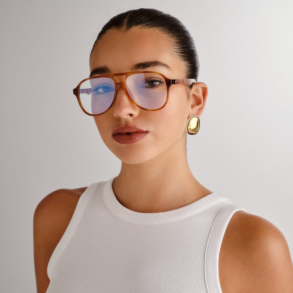 Tragic Magic Vintage Tort Uni-Sex Aviator Blue Light | Le Specs display picture 1