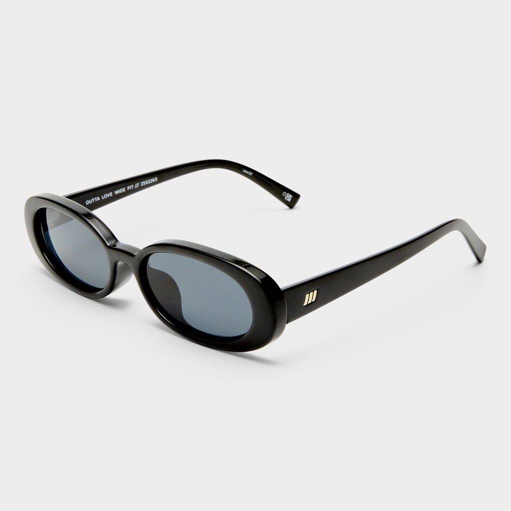 Outta Love Wide Fit Black Uni-Sex Oval Sunglasses | Le Specs display picture 1