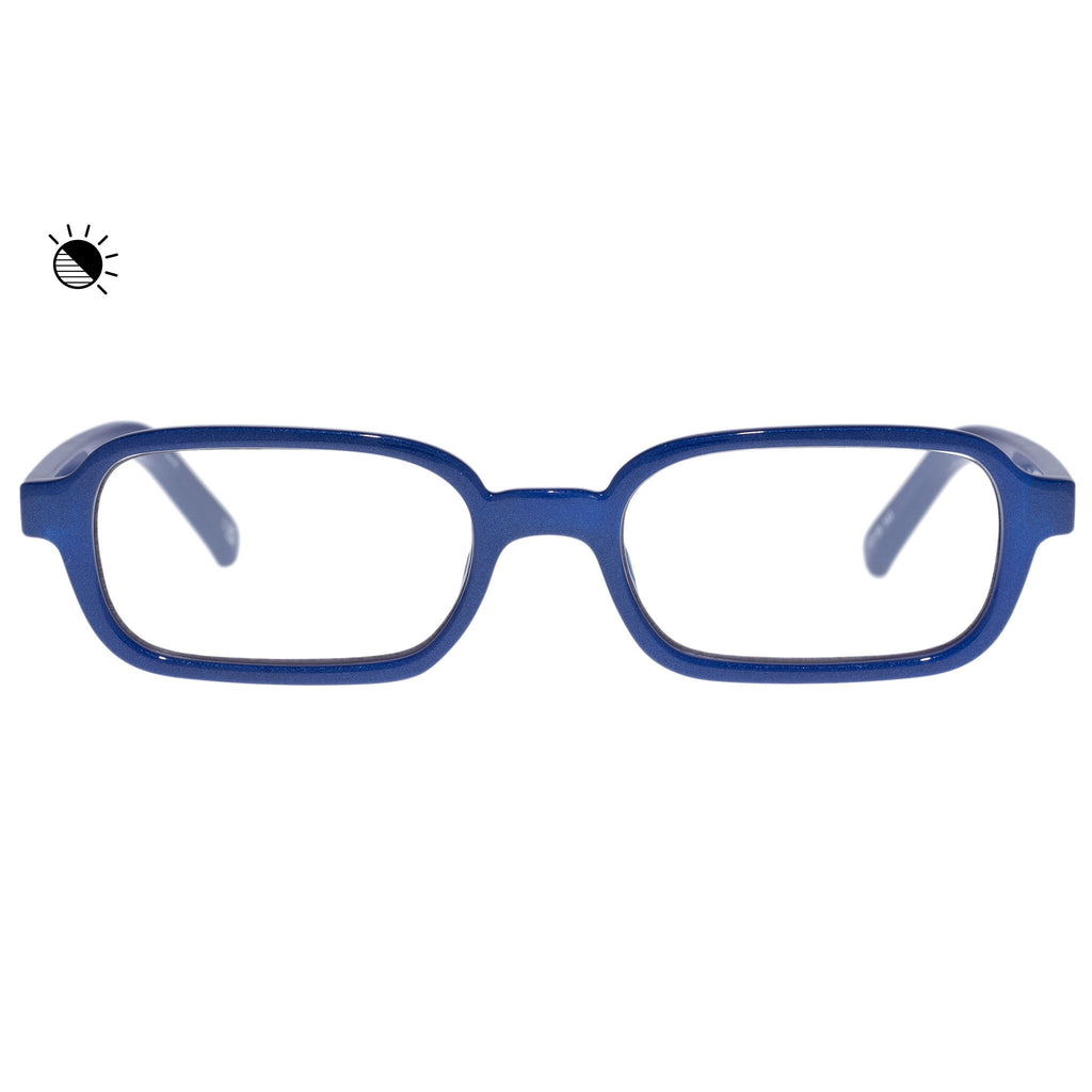 Pilferer Transition Lenses Metallic Navy Uni Sex Rectangle Sunglasses Le Specs 7629