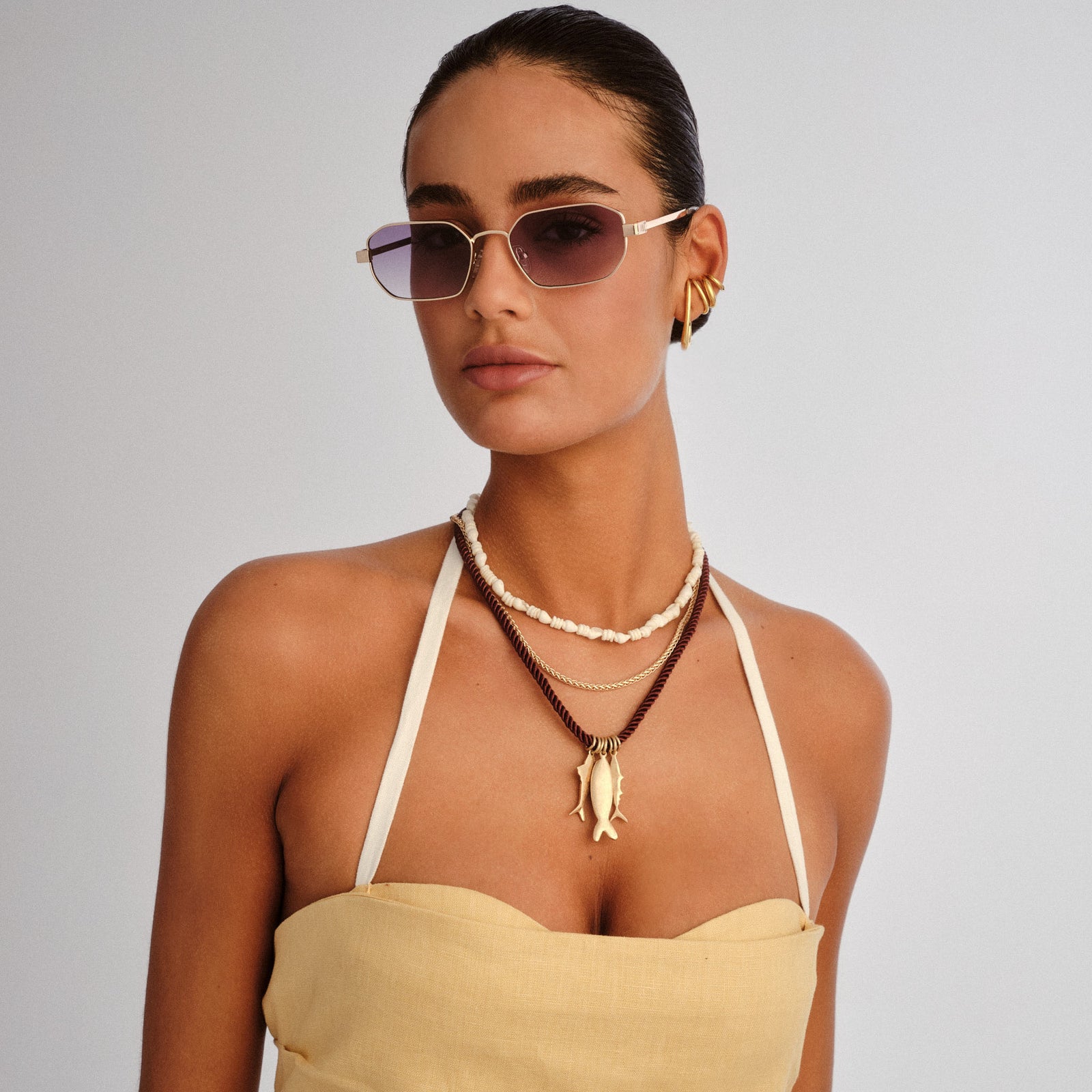 Mythic Gold Uni-Sex Square Sunglasses | Le Specs