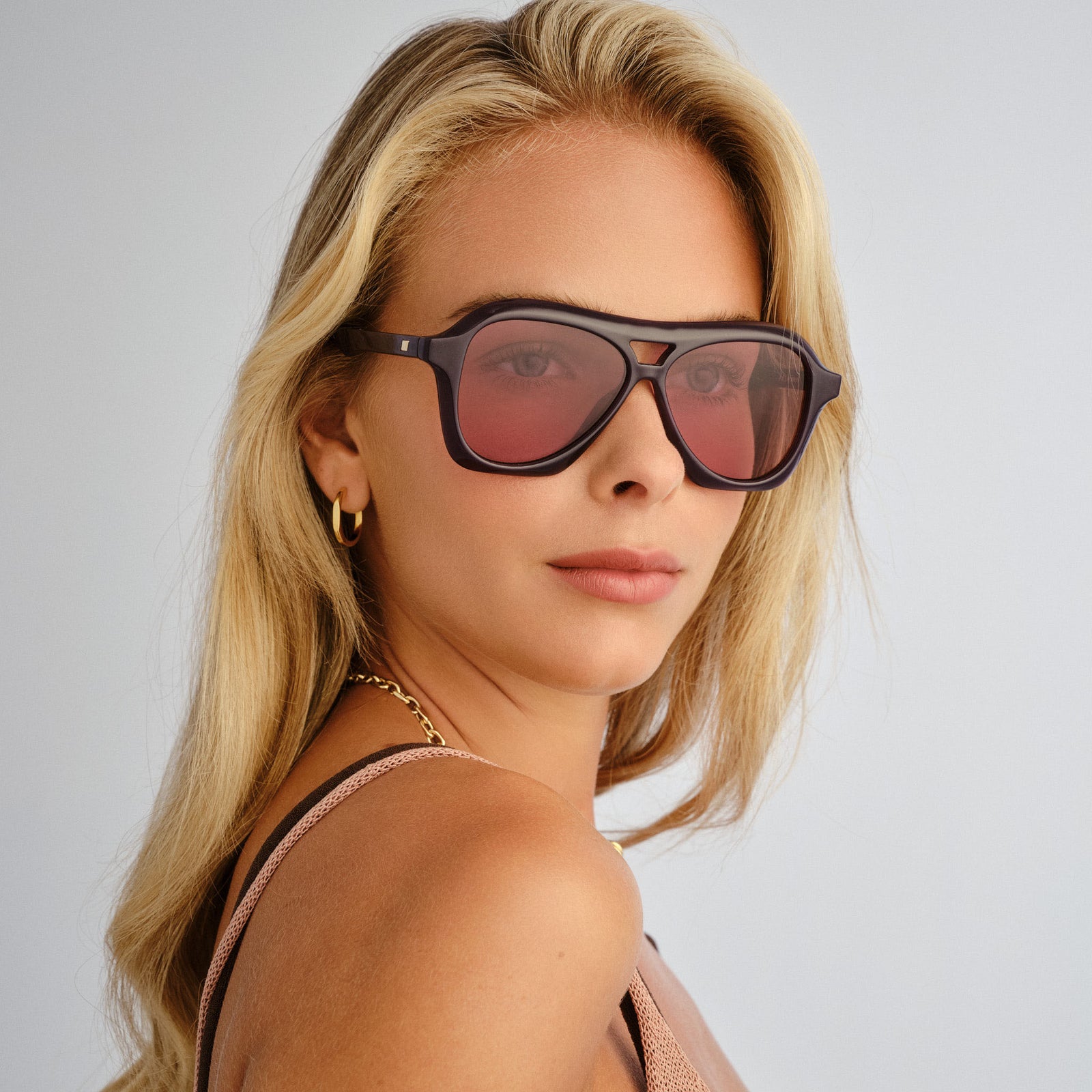 Drizzle Deep Plum Uni-Sex Aviator Sunglasses | Le Specs