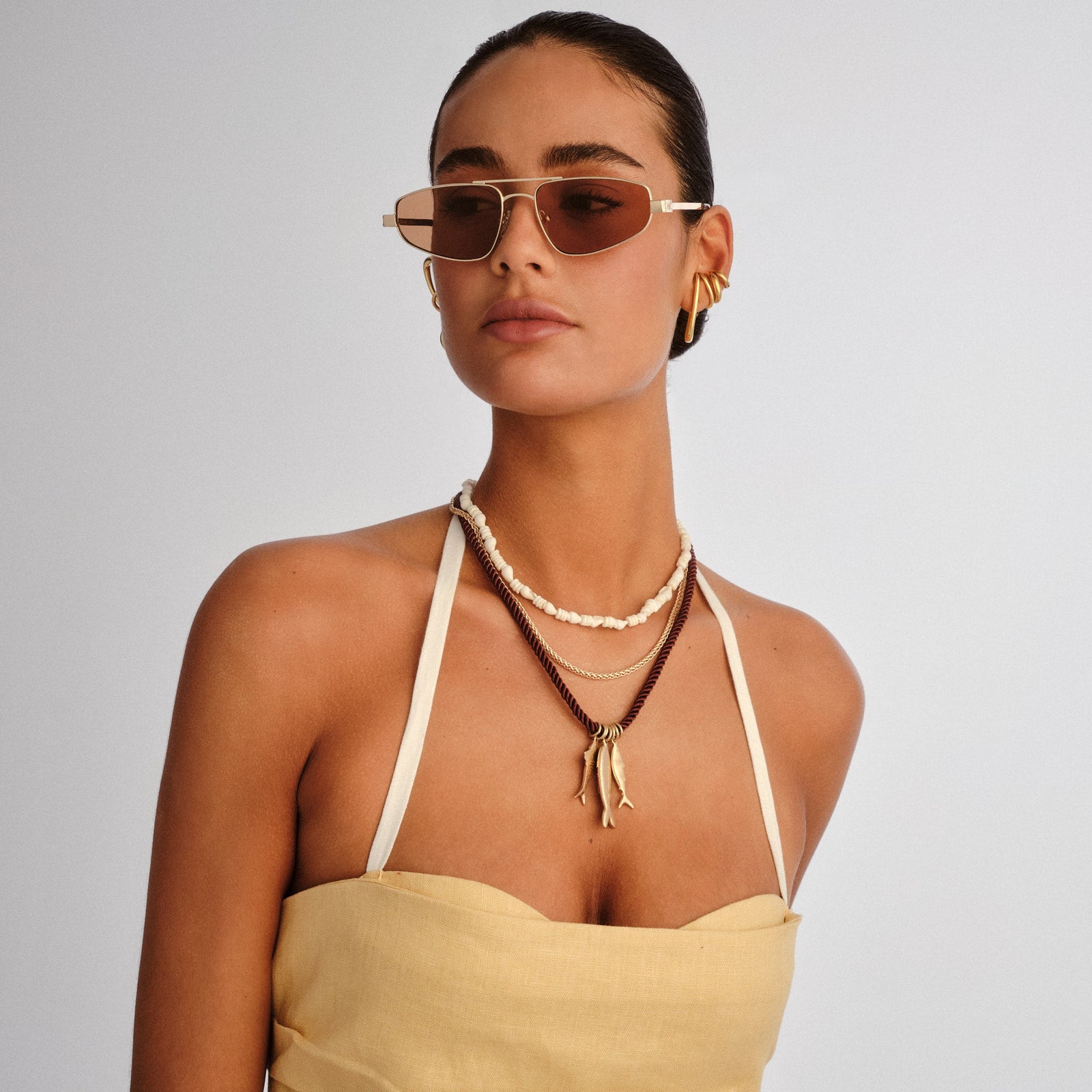 Syle Specs サングラス ブラウン/ゴールド Treasure Gold Uni-Sex Aviator Sunglasses | Le Specs