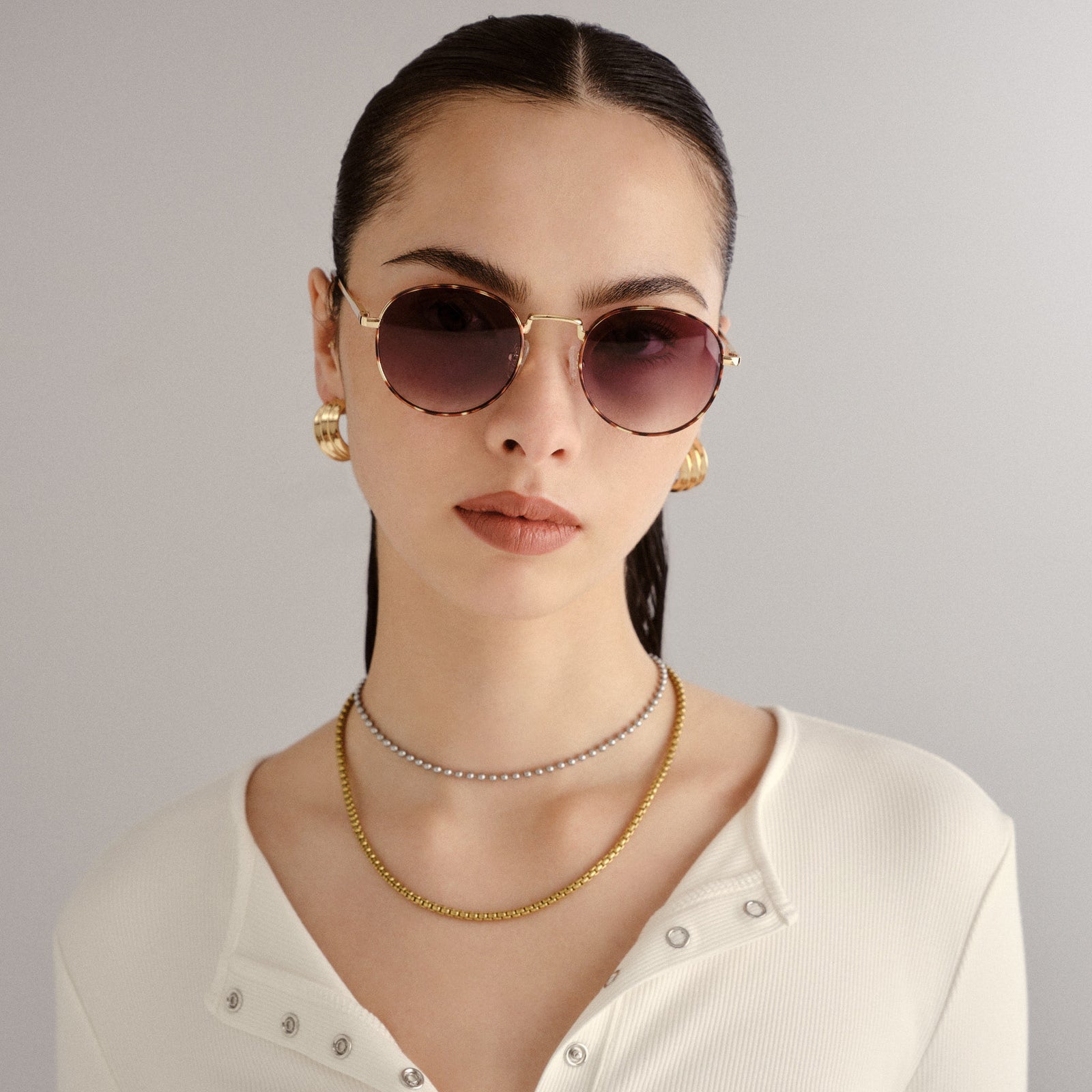 Lost Legacy Gold Tort Uni-Sex Round Sunglasses | Le Specs