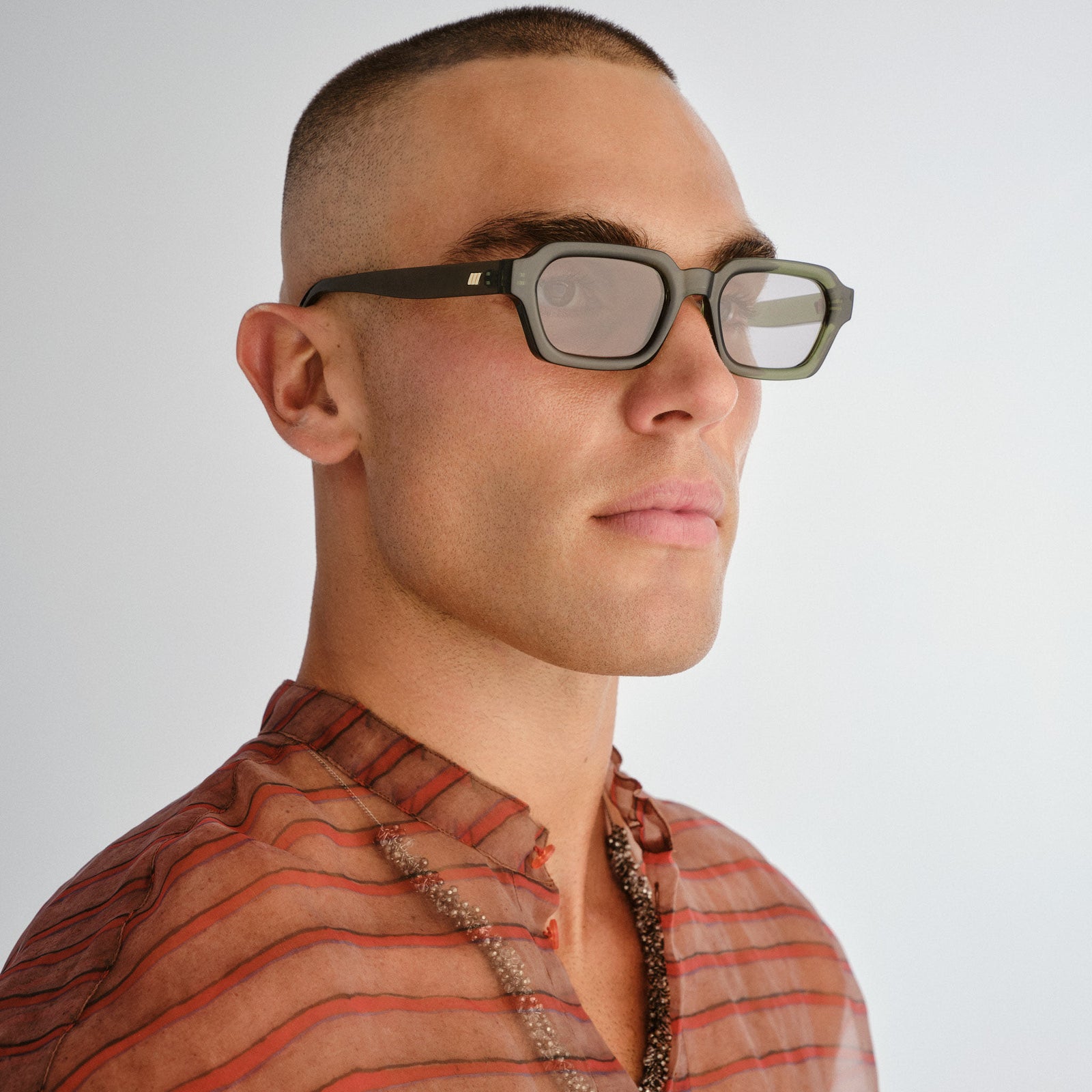 Tension + Khaki Uni-Sex Rectangle Sunglasses | Le Specs