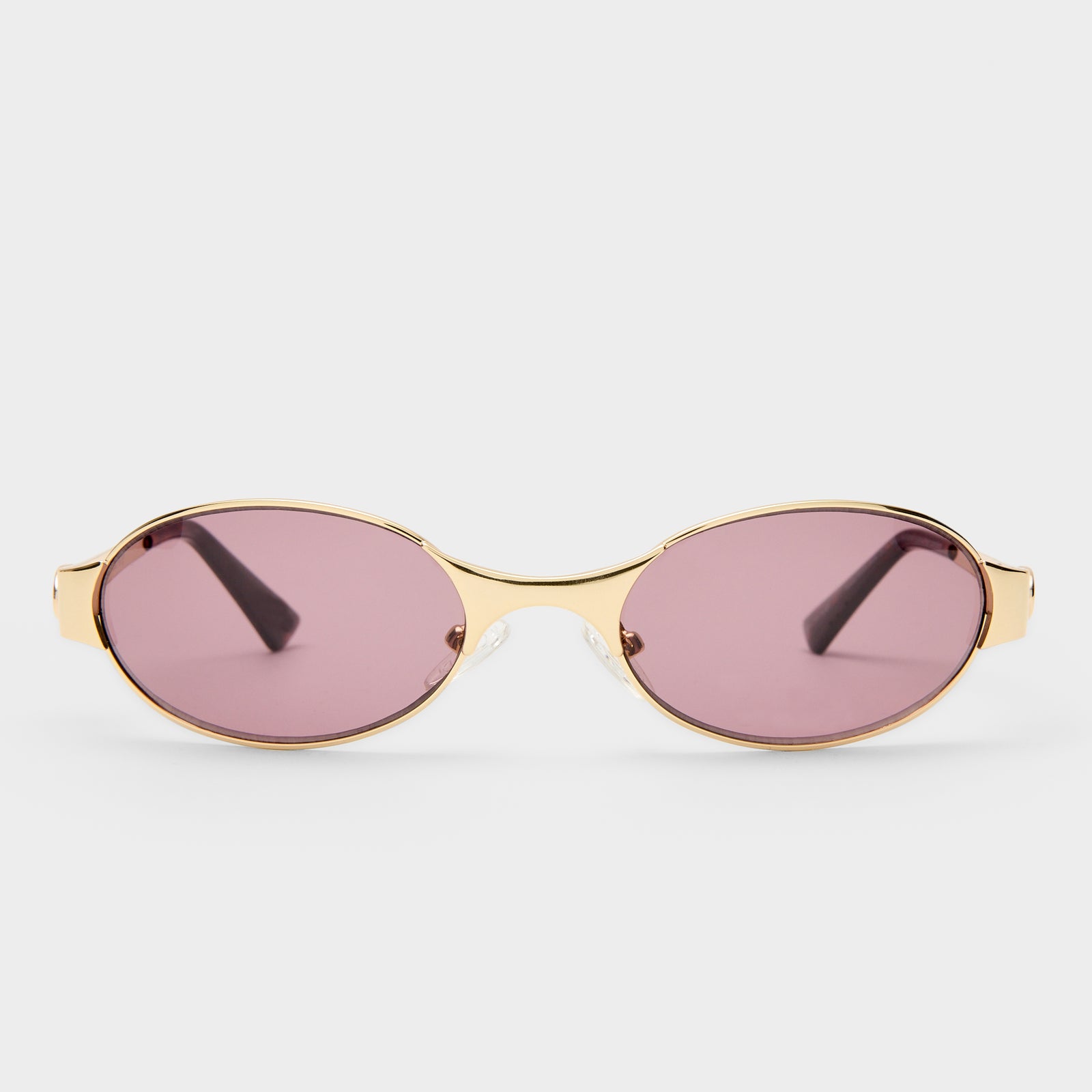 Frostbite Bright Gold Uni-Sex Oval Sunglasses | Le Specs
