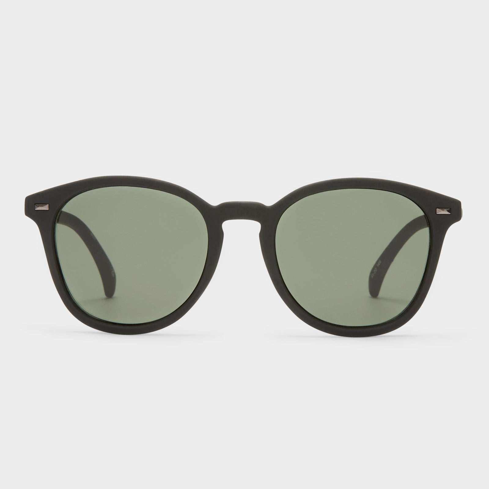 Bandwagon Black Rubber Uni-Sex Round Sunglasses | Le Specs
