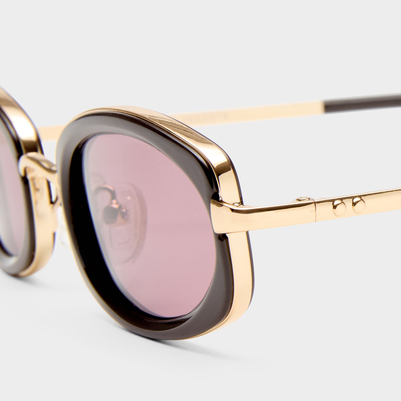 Mecharo Gold Dark Chocolate Uni-Sex Oval Sunglasses | Le Specs