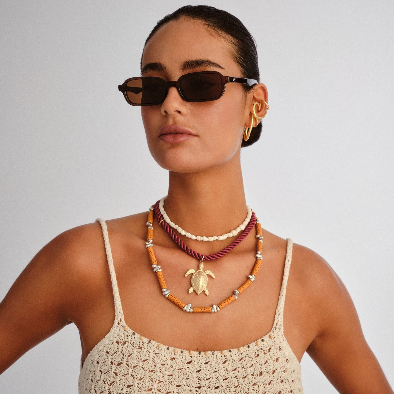 Pilferer Cocoa Uni-Sex Rectangle Sunglasses | Le Specs