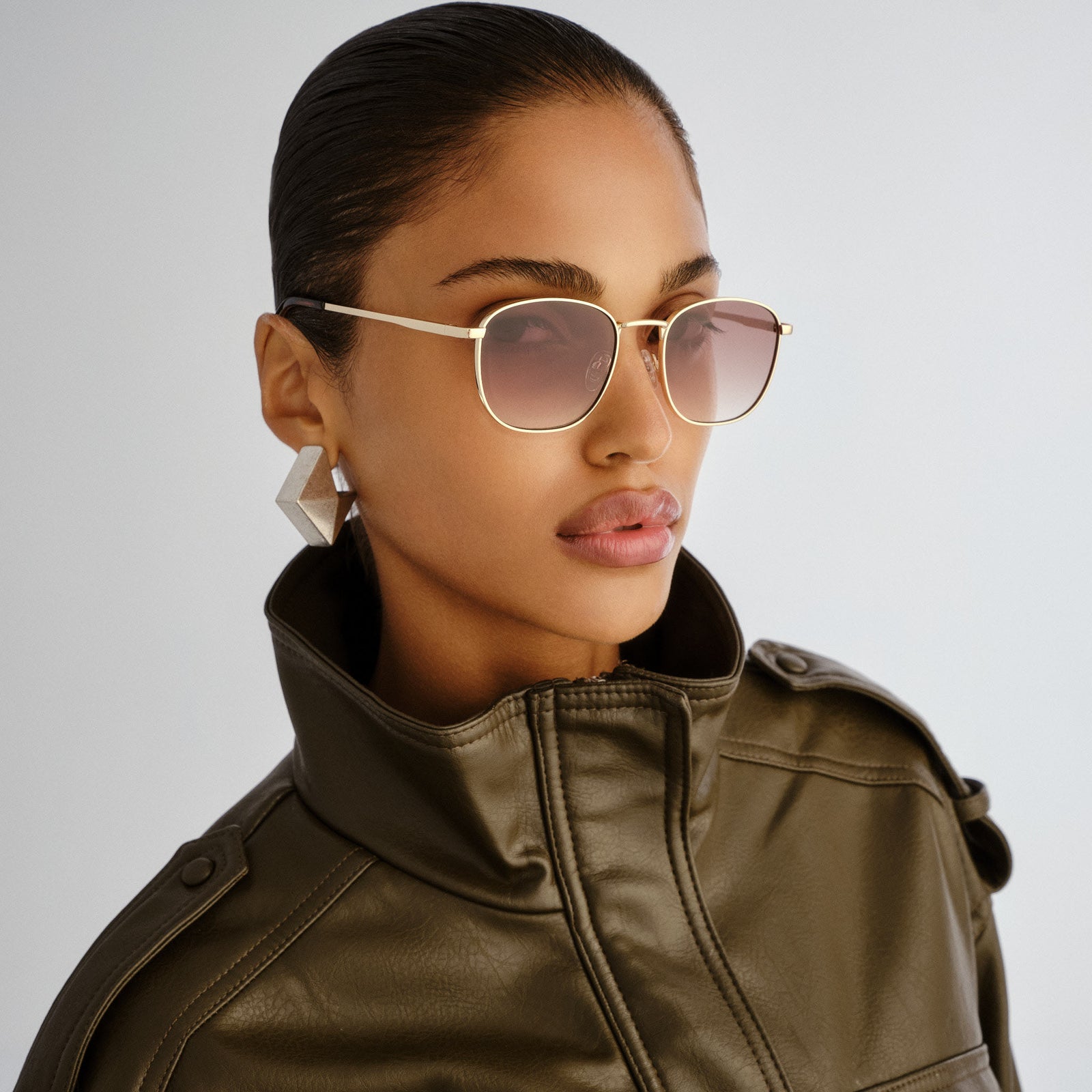 Neptune Deux Gold Uni-Sex Square Sunglasses | Le Specs