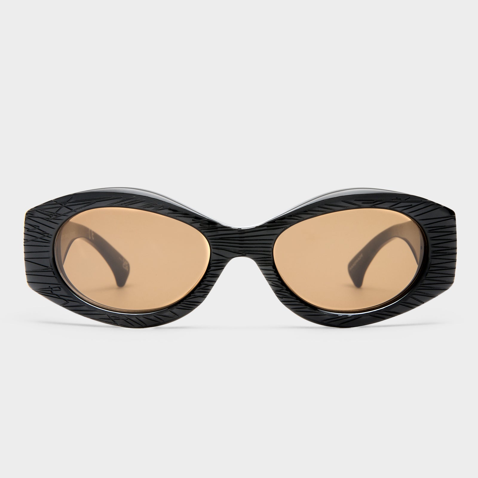 Wanderlust Scratched Black Uni-Sex Oval Sunglasses | Le Specs