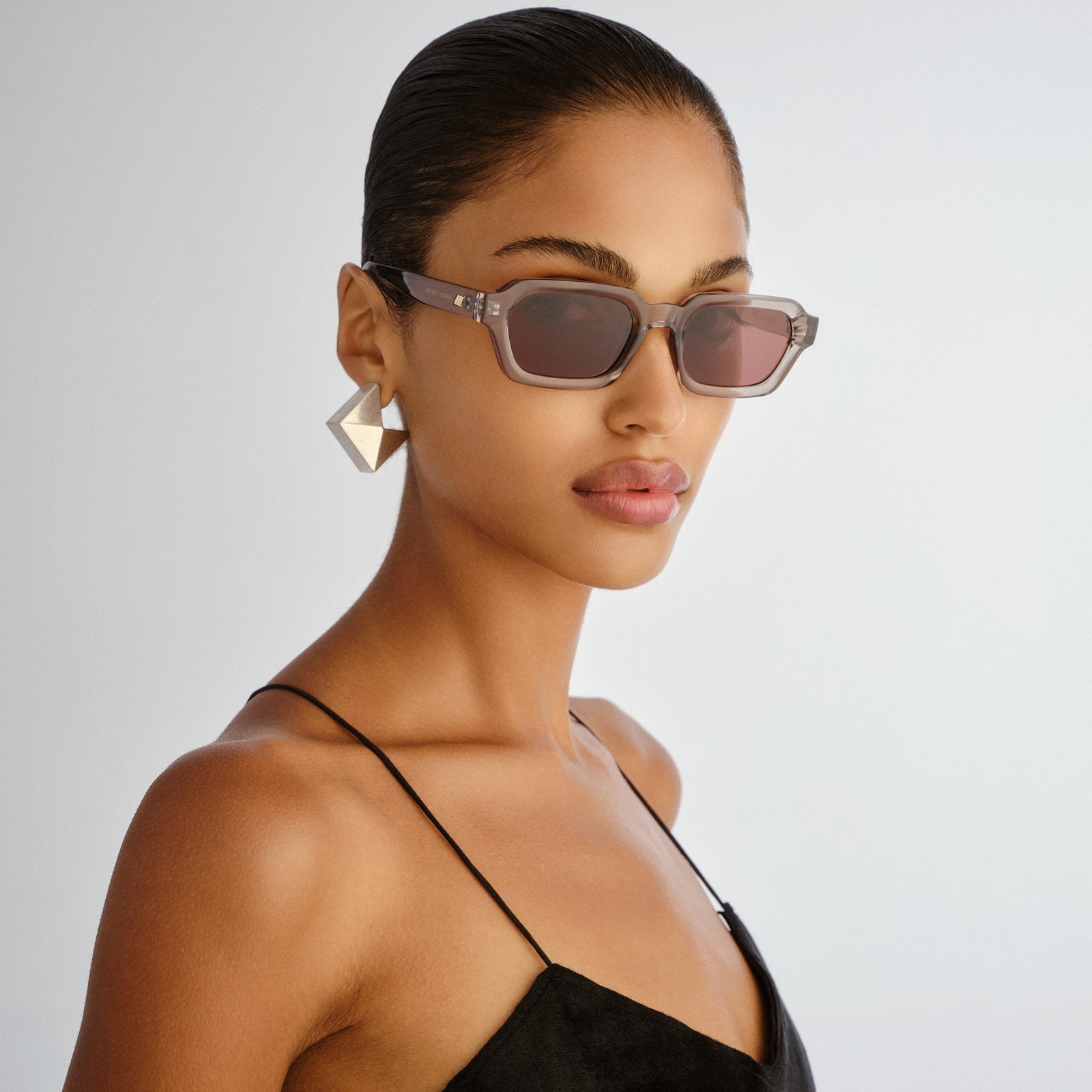 Tension + Warm Grey Uni-Sex Rectangle Sunglasses | Le Specs