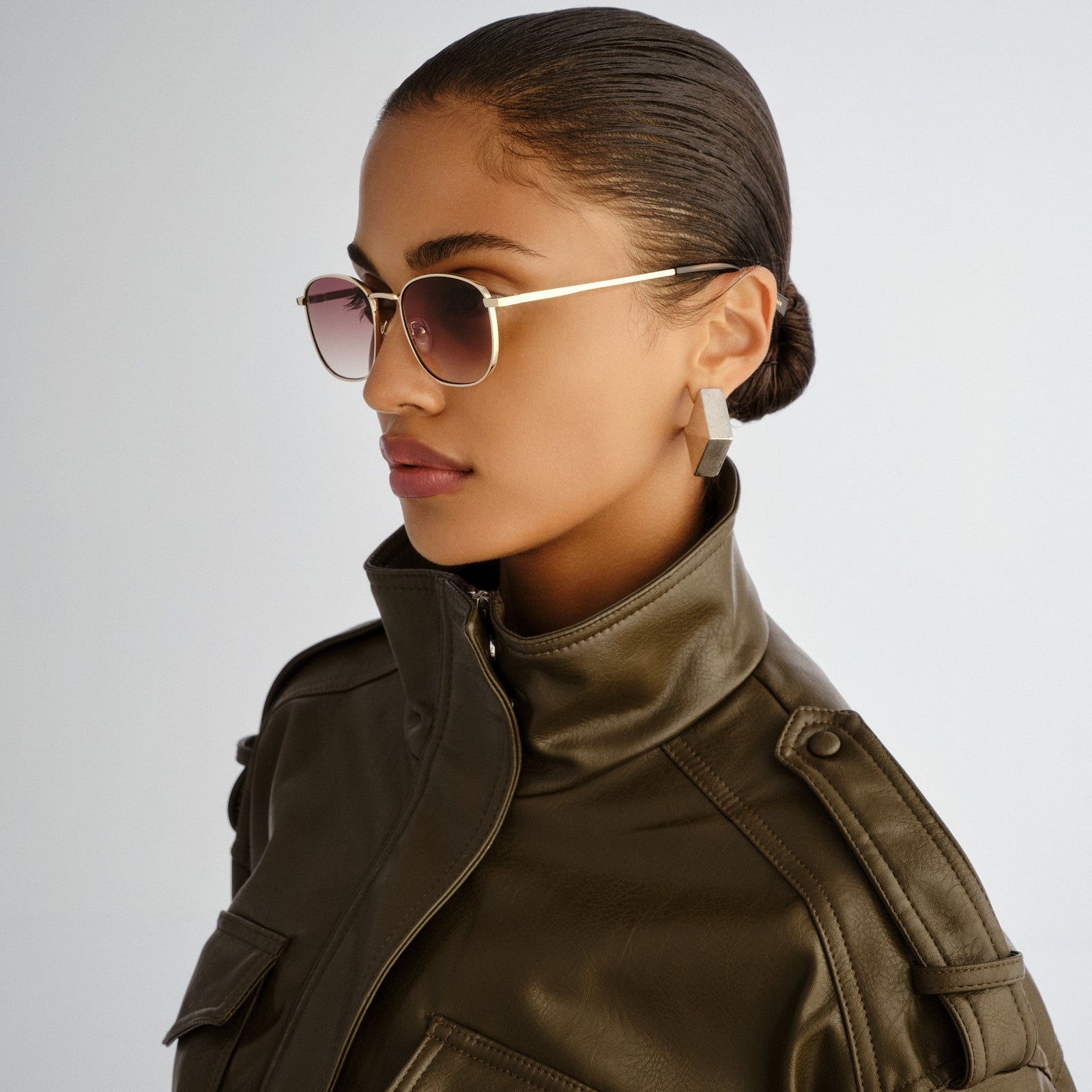 Neptune Deux Gold Uni-Sex Square Sunglasses | Le Specs
