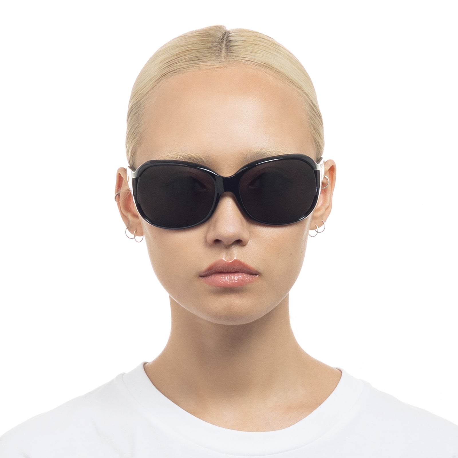 Bolshy Black Female Wrap Sunglasses | Le Specs