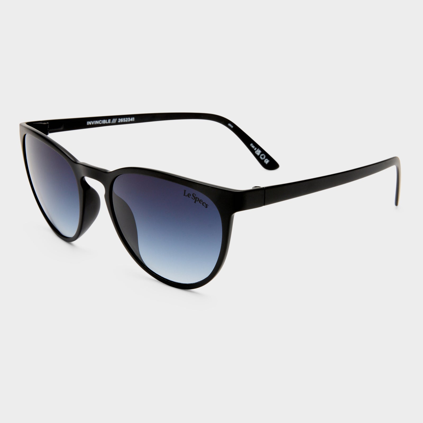 Invincible Matte Black Uni-Sex Round Sunglasses | Le Specs
