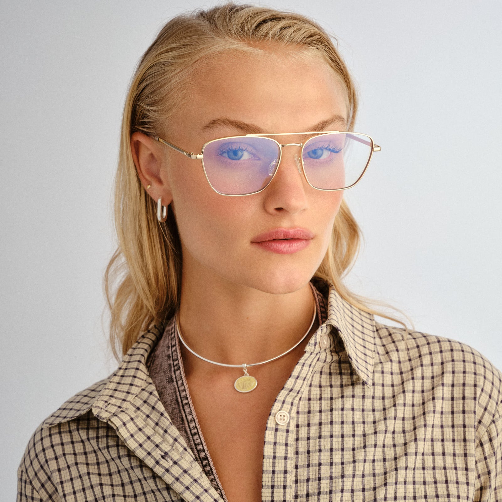 Diametric Gold Uni-Sex Aviator Blue Light | Le Specs