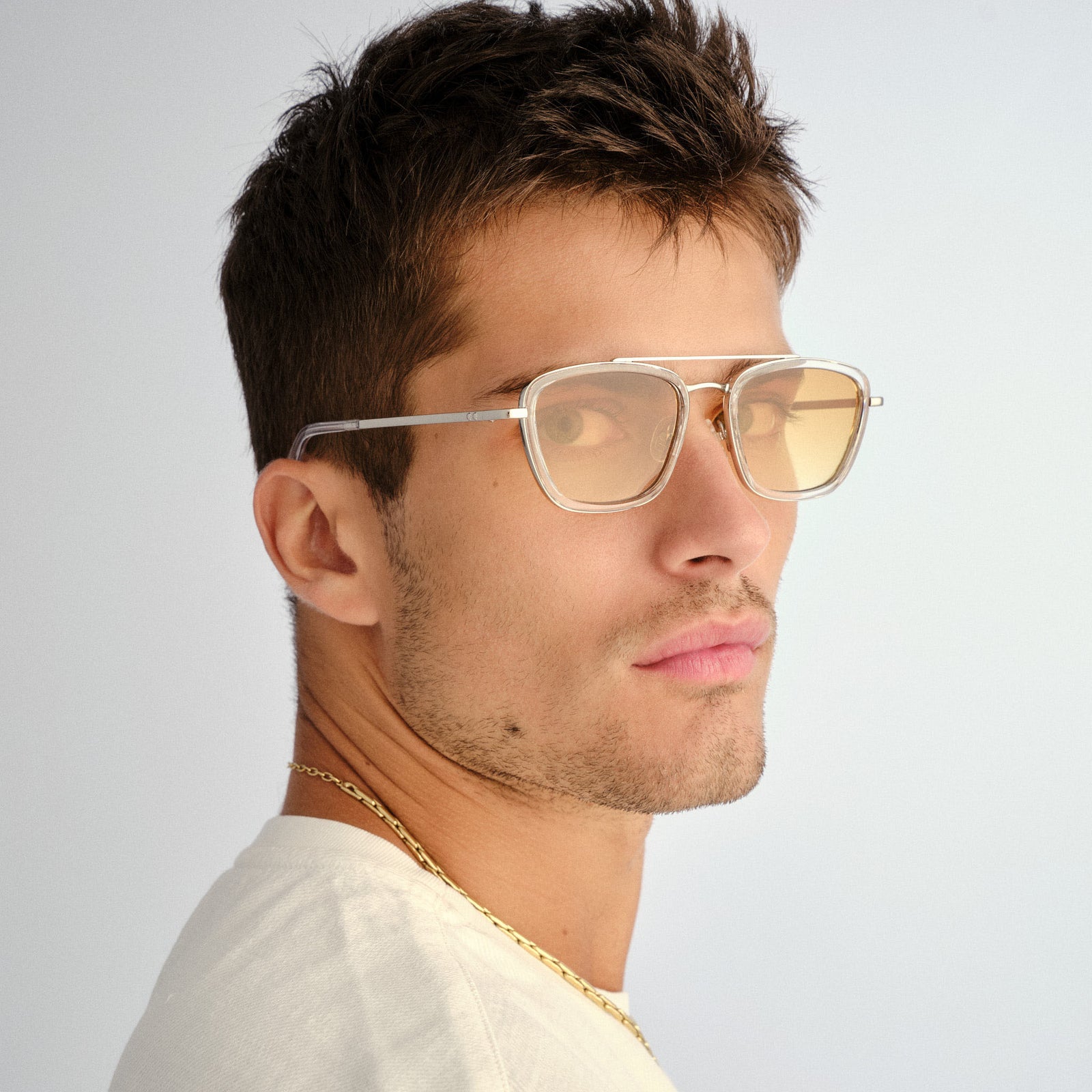 Dimetrici Diametric Silver Crystal Clear Uni-Sex Aviator Sunglasses | Le Specs