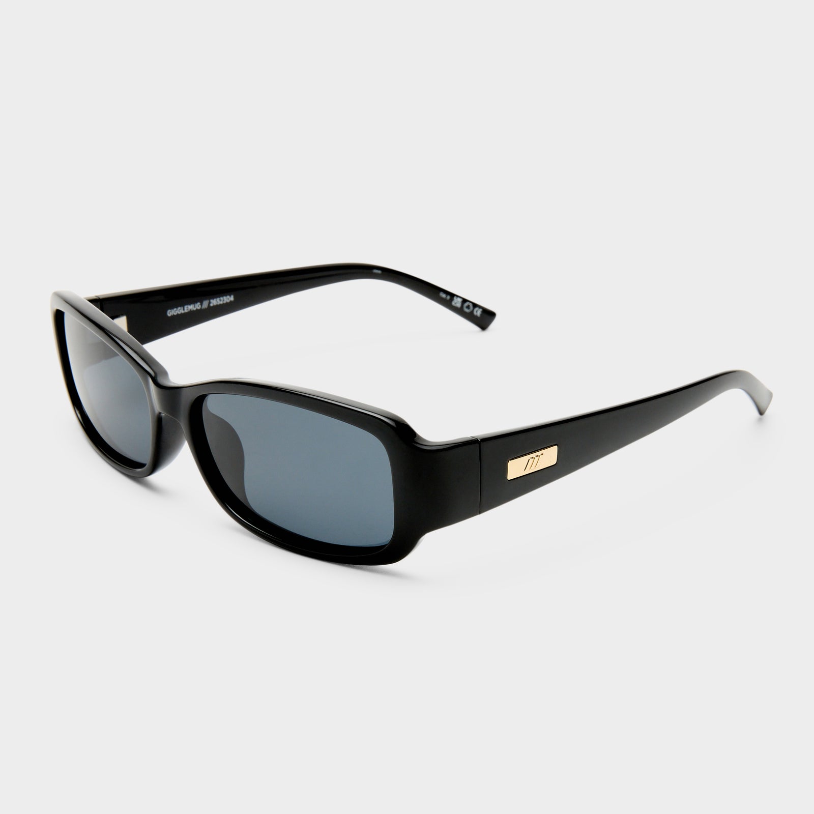 Gigglemug Black Uni-Sex Rectangle Sunglasses | Le Specs