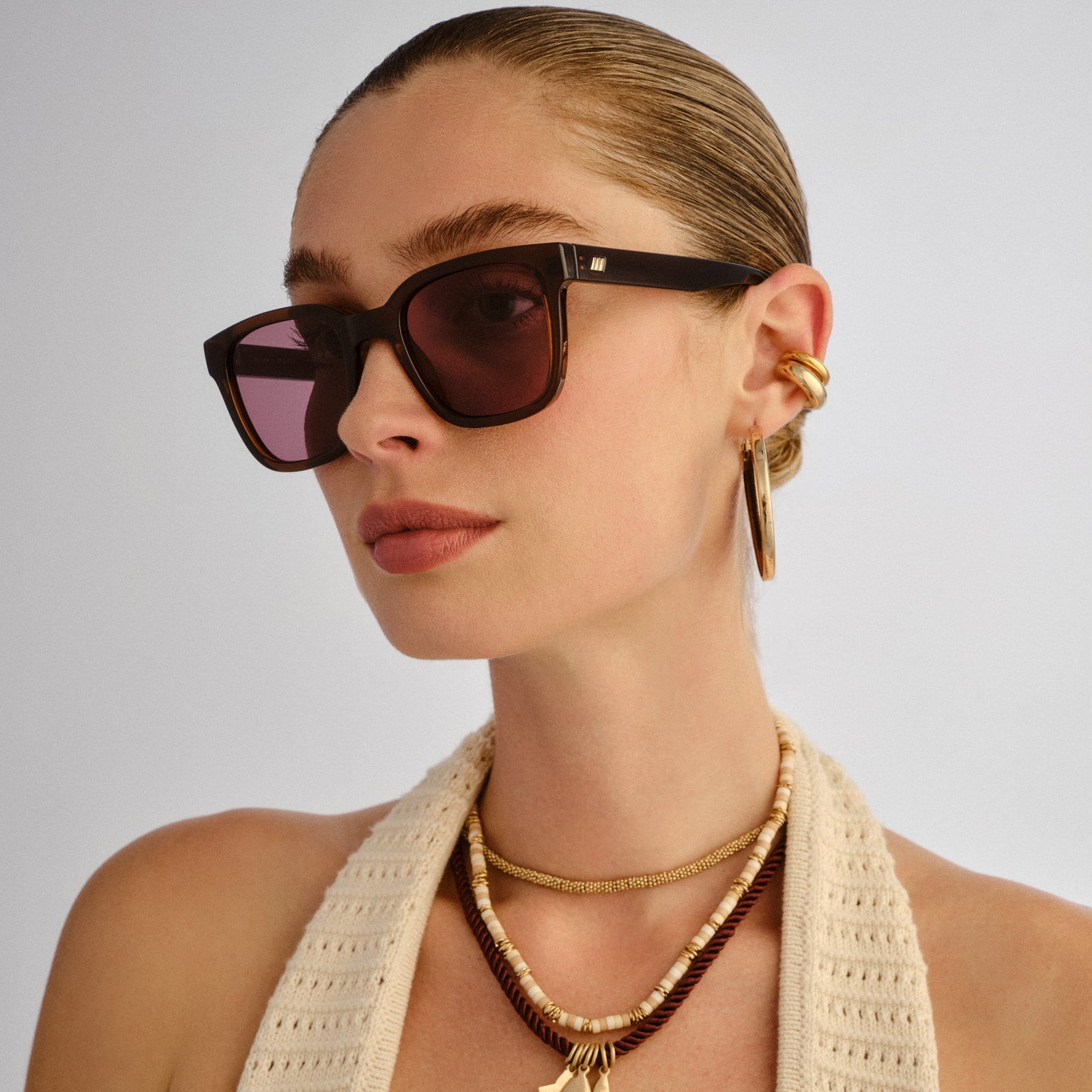 Elixir Dark Chocolate Female Square Sunglasses | Le Specs