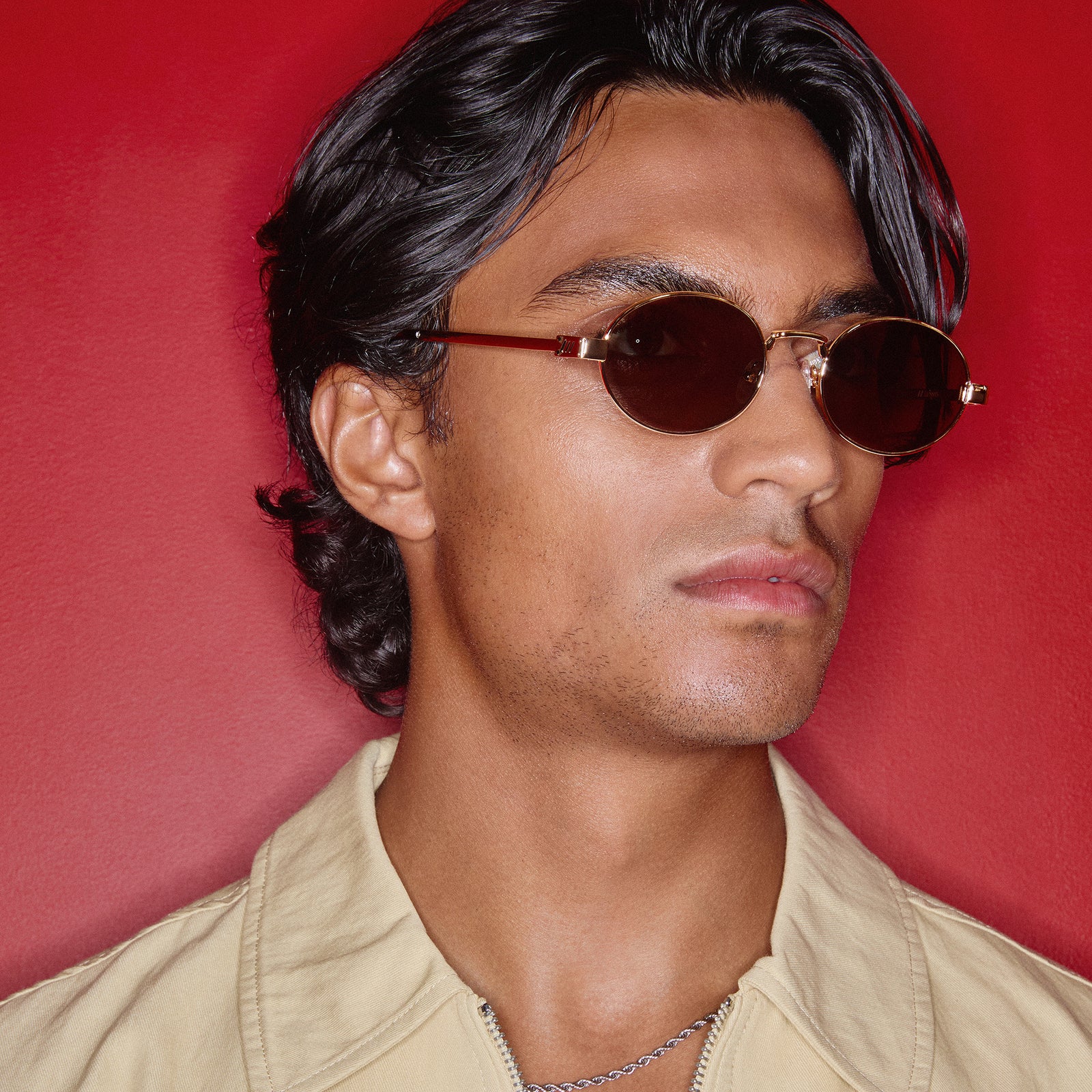 Poseidon Deux Gold Uni-Sex Oval Sunglasses | Le Specs