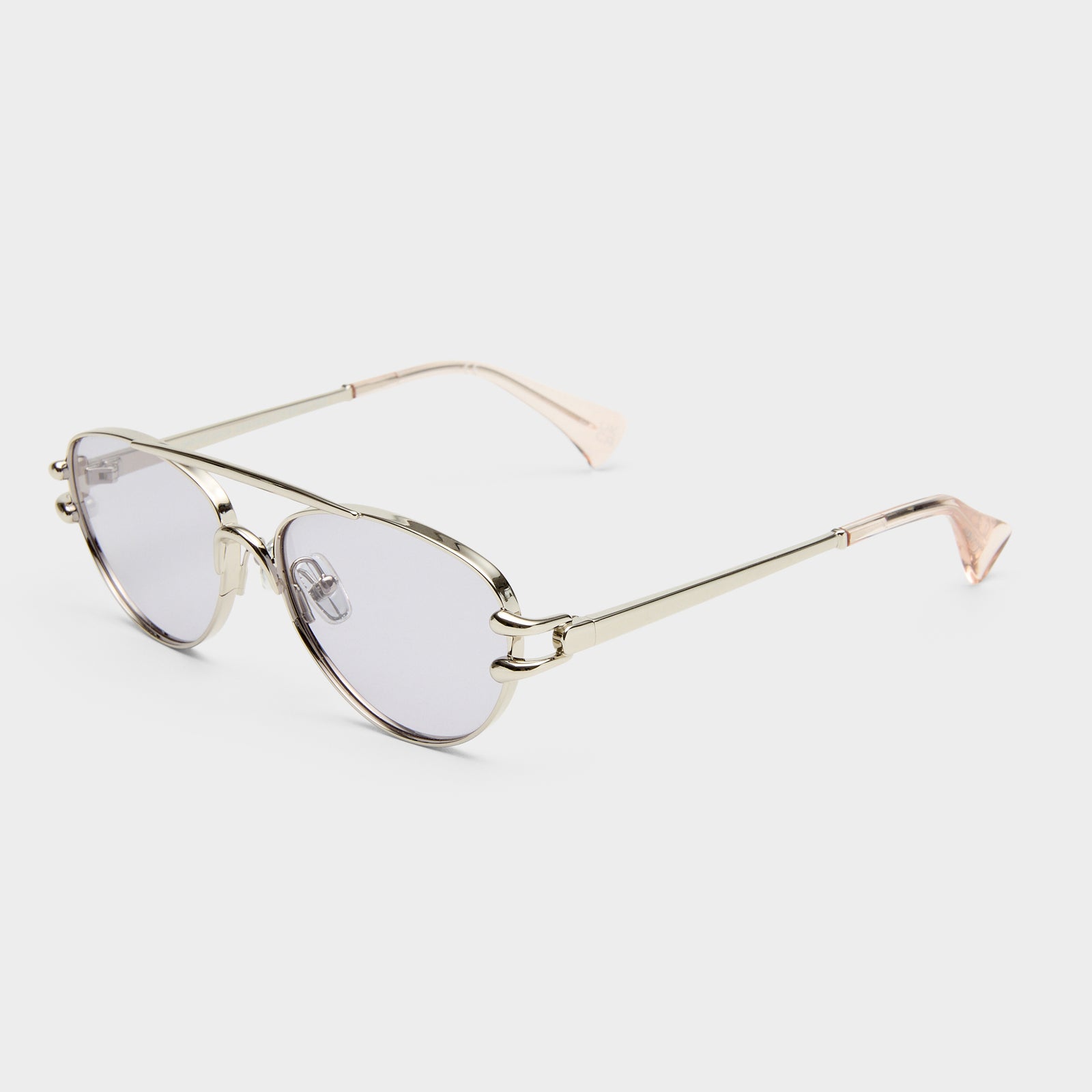 Numero Seis Bright Silver Female Aviator Sunglasses | Le Specs