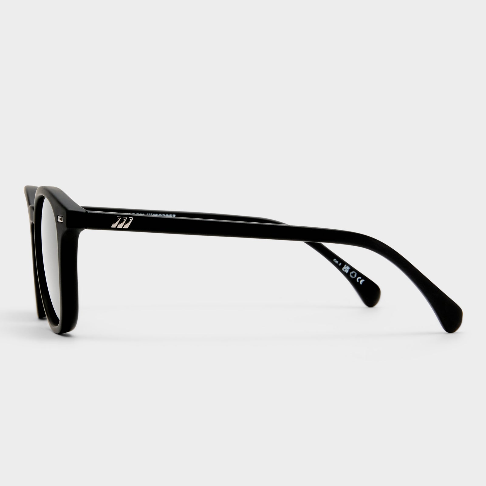 Bandwagon Black Rubber Uni-Sex Round Sunglasses | Le Specs