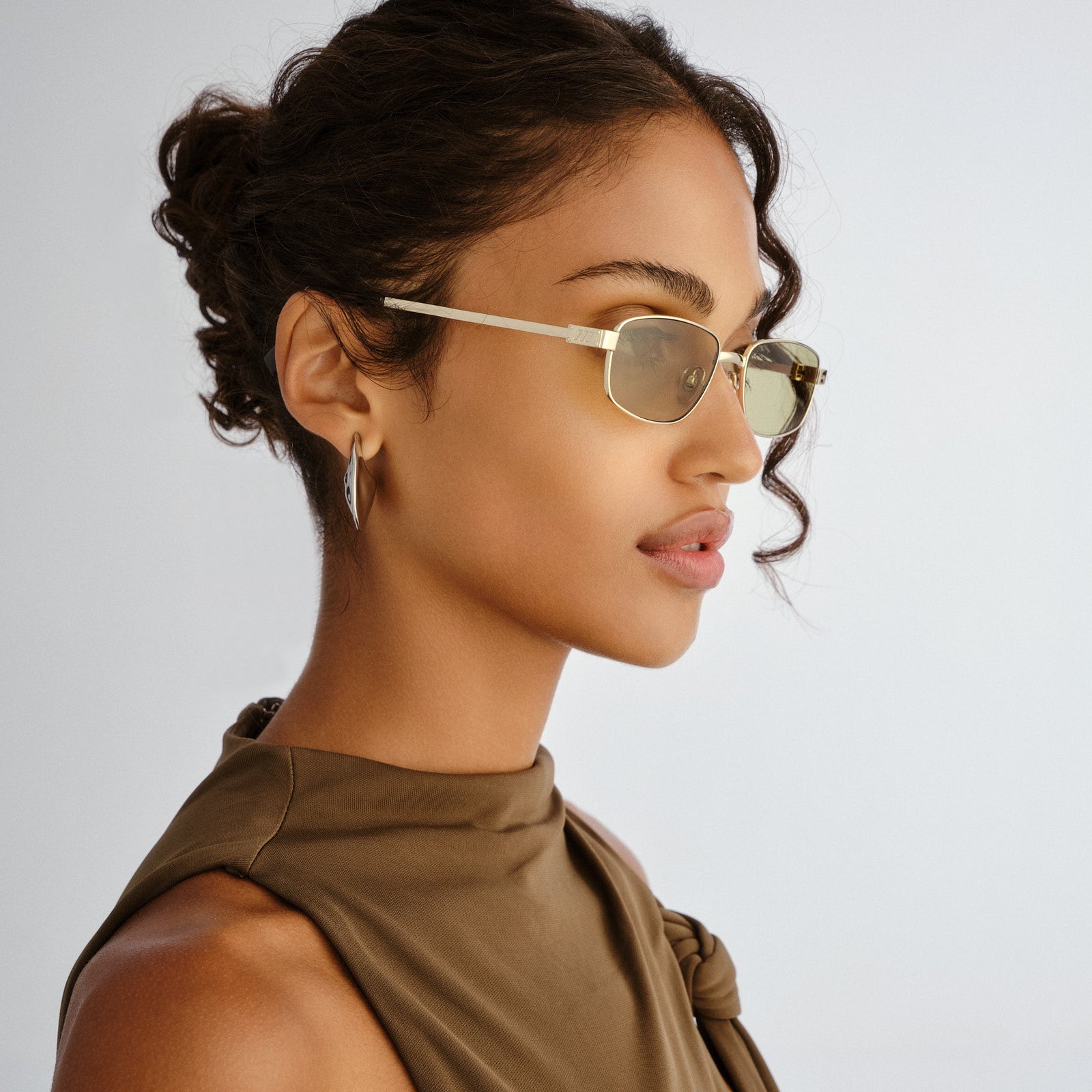 Torrid Gold Uni-Sex Rectangle Sunglasses | Le Specs