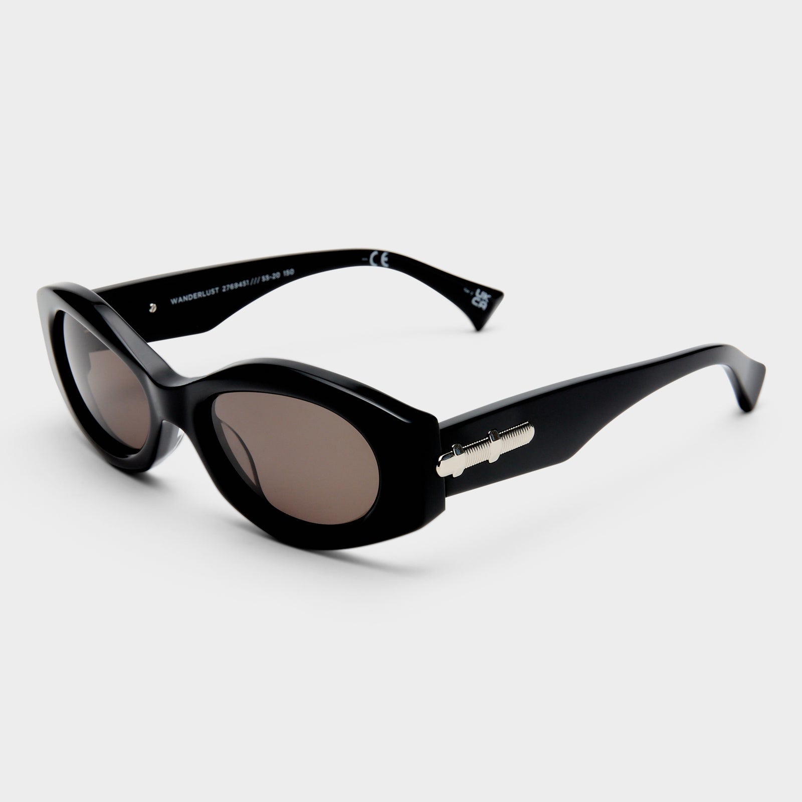 Wanderlust Black Uni-Sex Oval Sunglasses | Le Specs