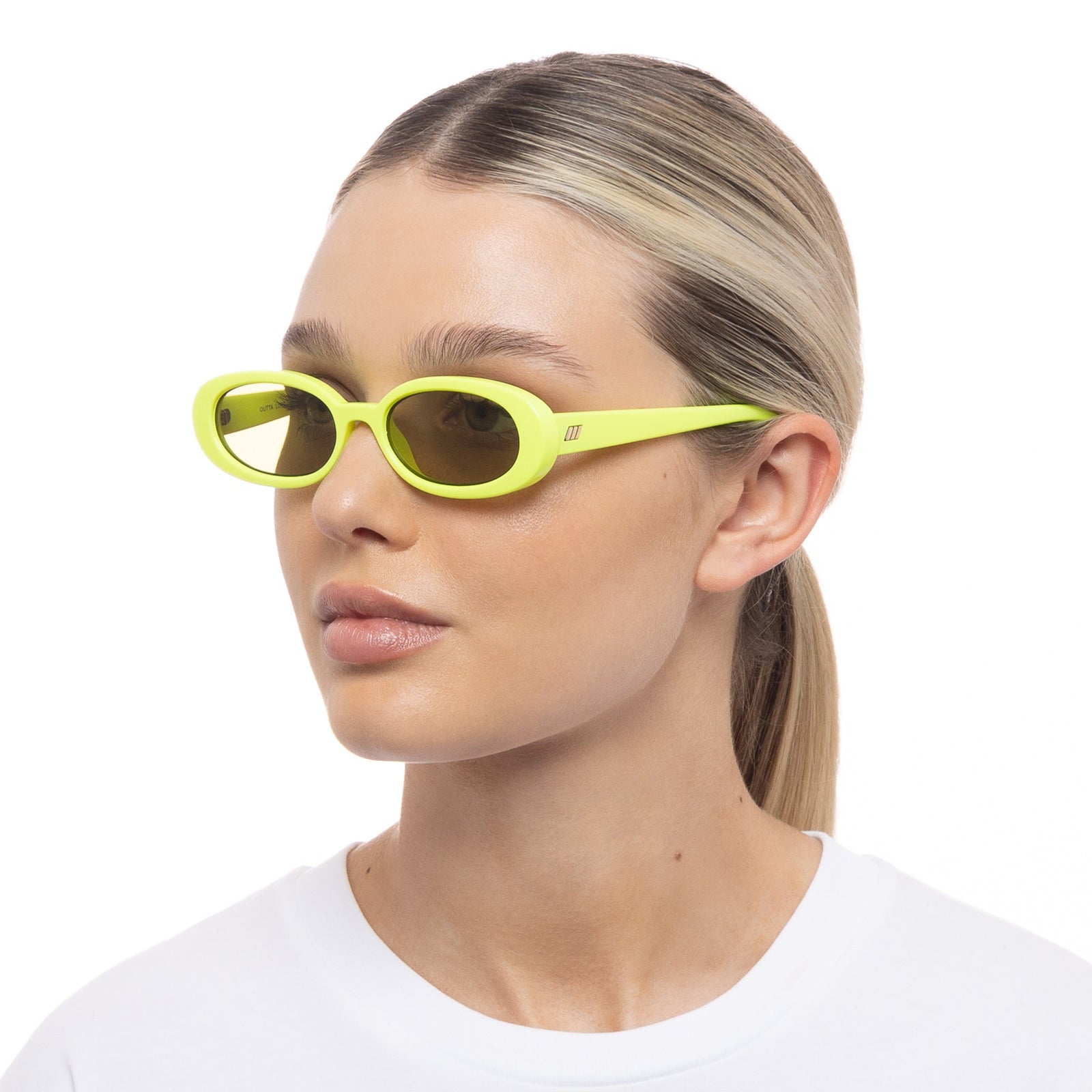 Outta Love Pine Lime Uni-Sex Oval Sunglasses | Le Specs