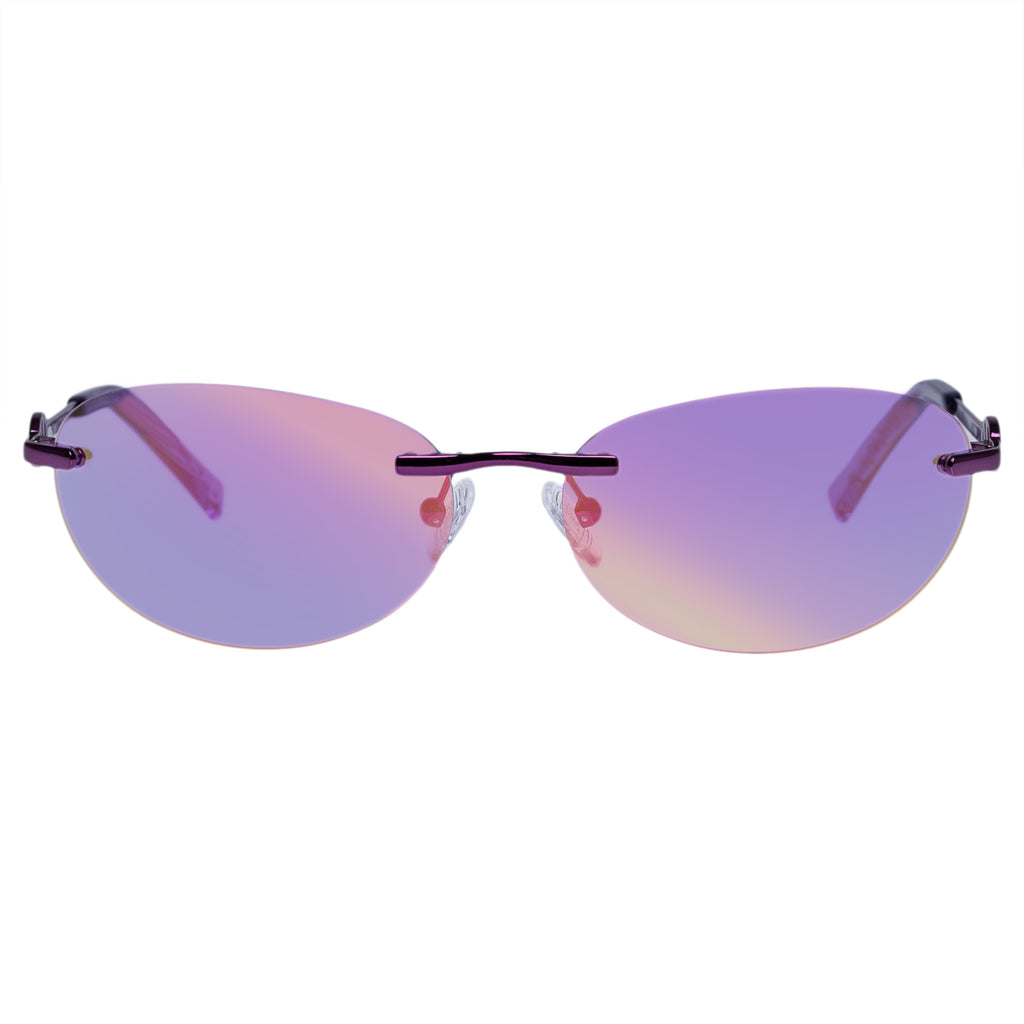 Slinky Purple Chrome Uni-Sex Oval Sunglasses | Le Specs