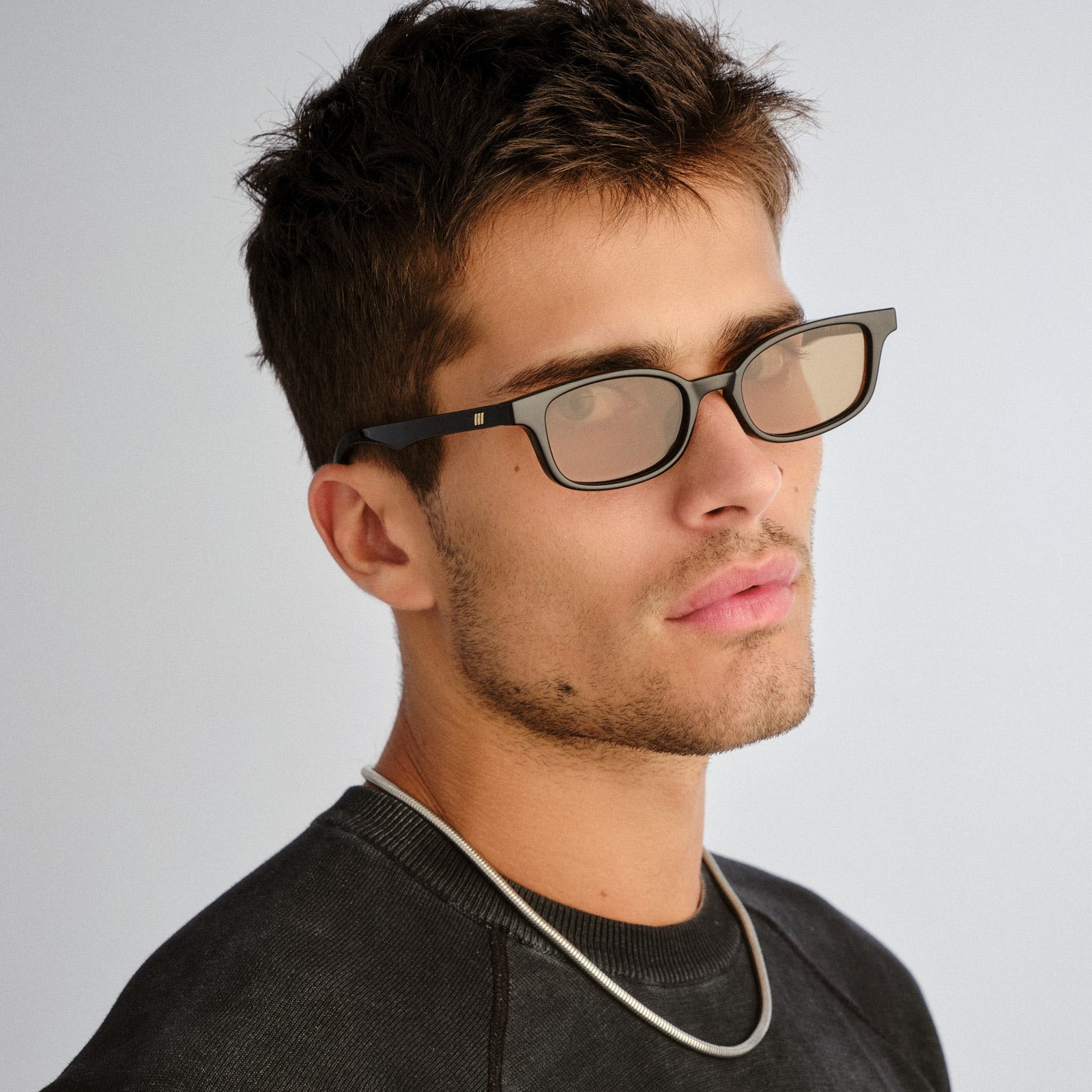 Echelon + Black Uni-Sex Rectangle Sunglasses | Le Specs