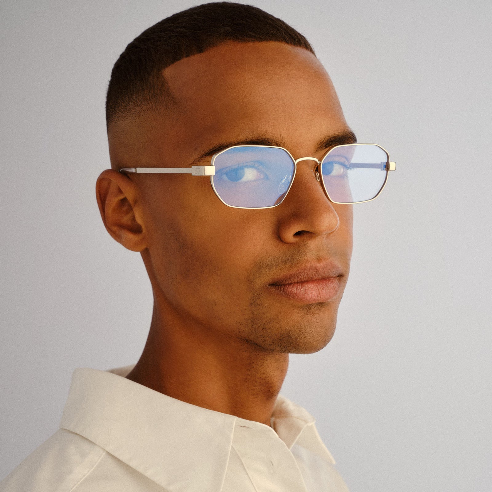 Mythic Silver Uni-Sex Square Blue Light | Le Specs