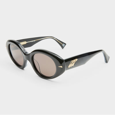 Numero Dos Obsidian Black Female Oval Sunglasses | Le Specs