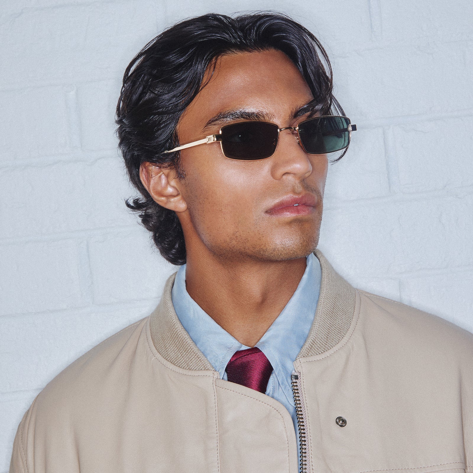 Bizarro Bright Gold Clear Uni-Sex Rectangle Sunglasses | Le Specs