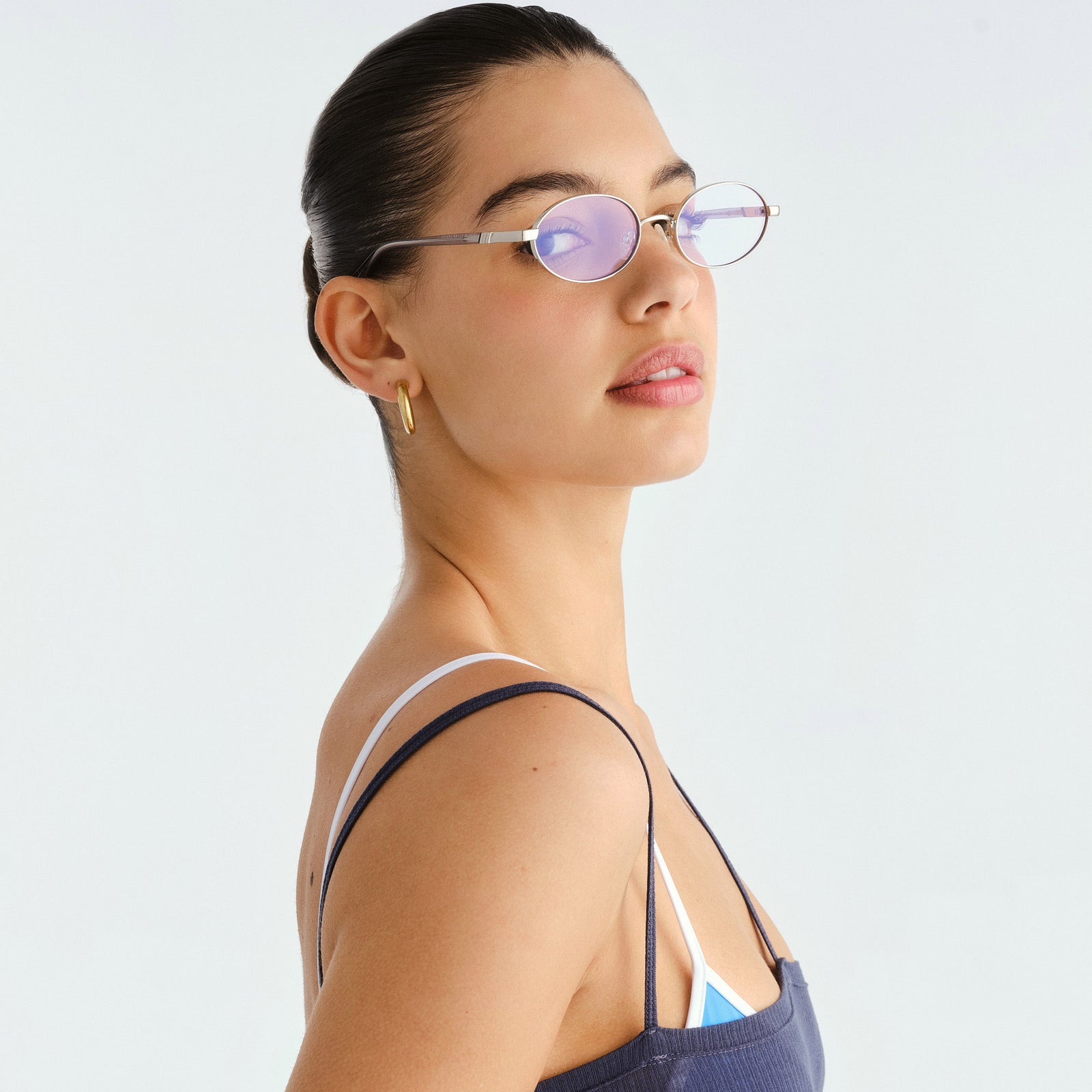 Icicle Silver Uni-Sex Oval Blue Light | Le Specs