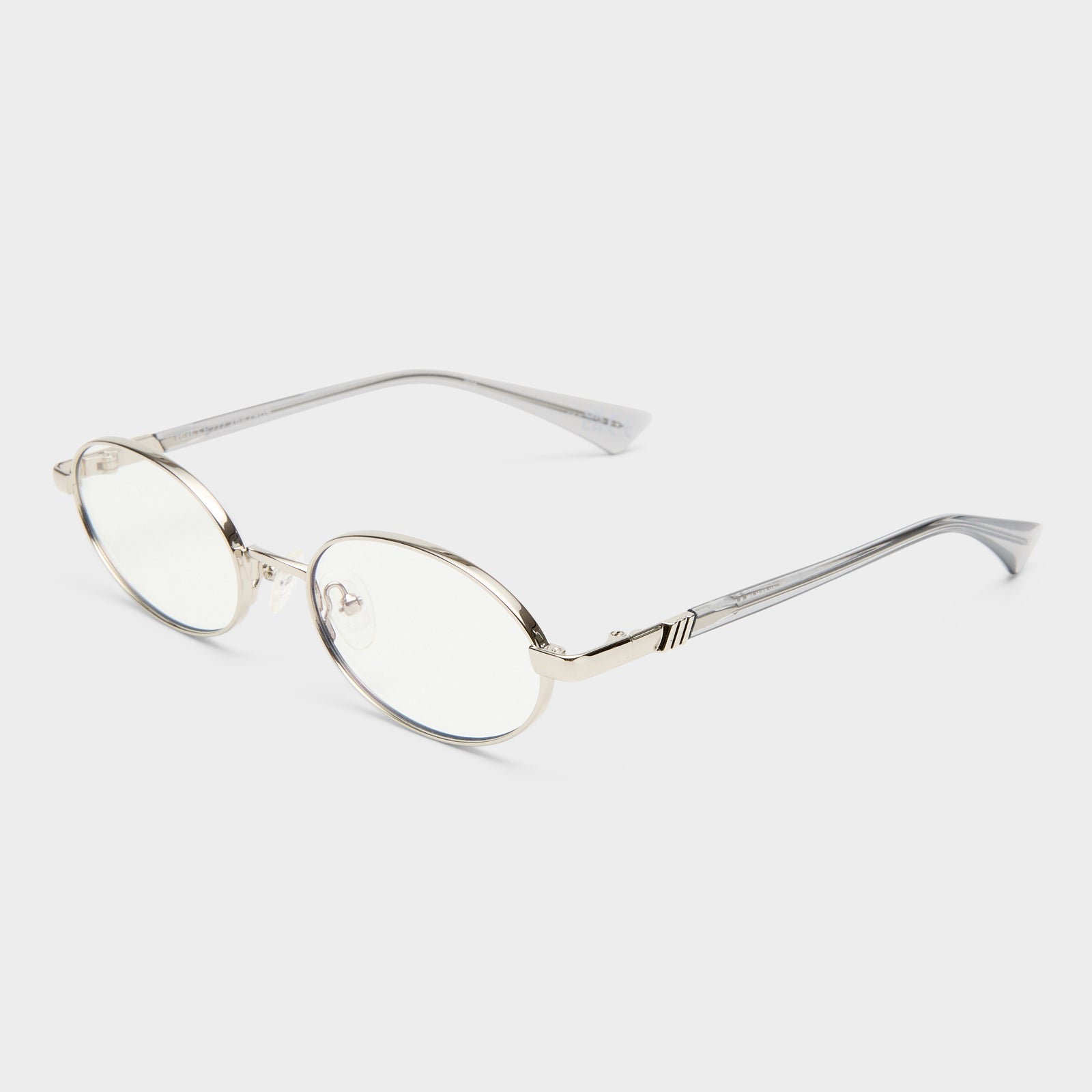 Icicle Silver Uni-Sex Oval Blue Light | Le Specs
