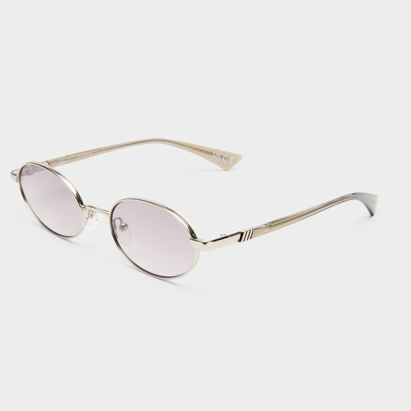 Icicle Bright Silver Uni-Sex Oval Sunglasses | Le Specs