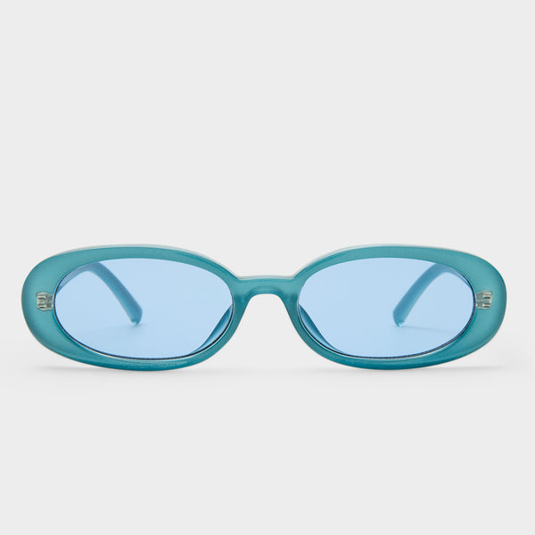Outta Love Wide Fit Blue Pearl Female Oval Sunglasses | Le Specs