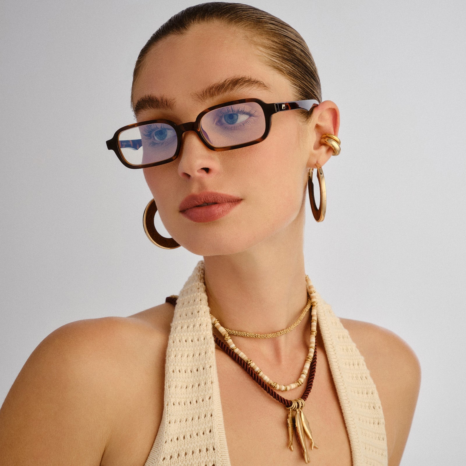 Pilferer Tort Uni-Sex Rectangle Blue Light | Le Specs