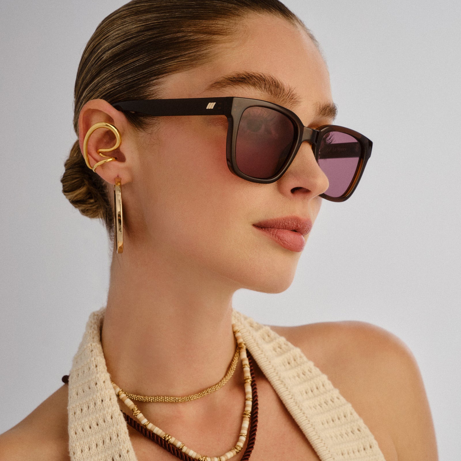 Elixir Dark Chocolate Female Square Sunglasses | Le Specs