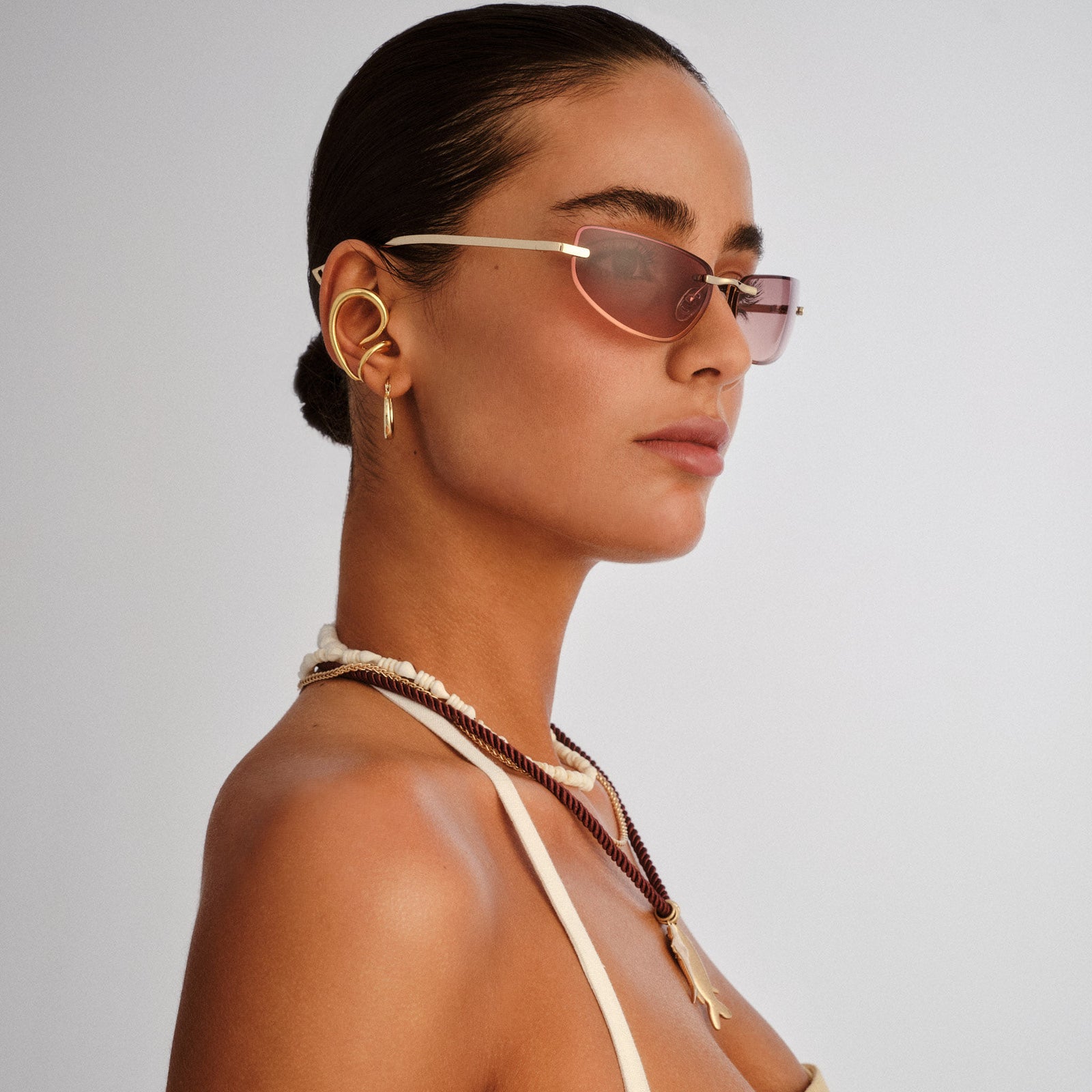 Bubbles Gold Female Wrap Sunglasses | Le Specs