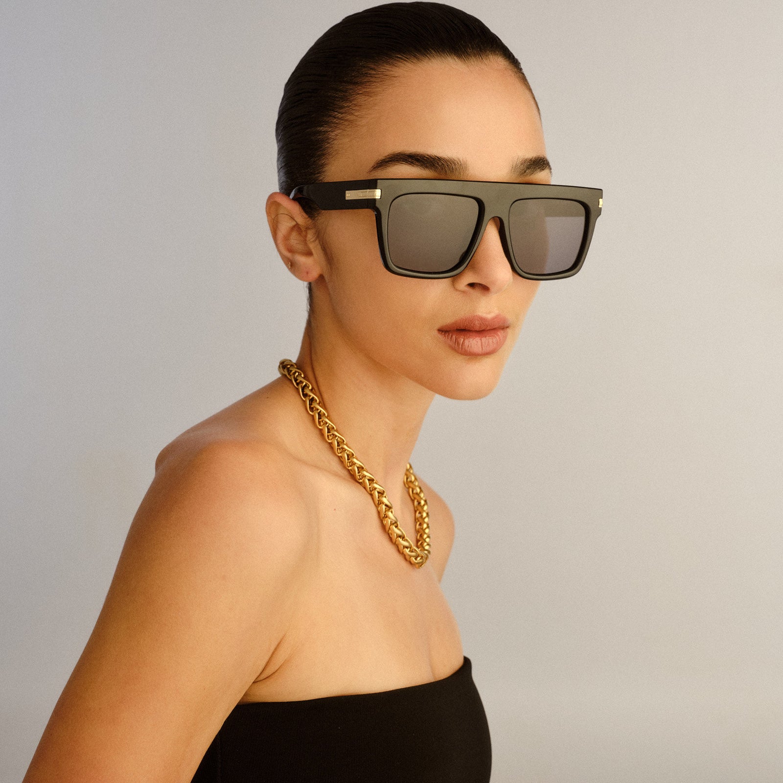 Offside + Black Female Shield Sunglasses | Le Specs