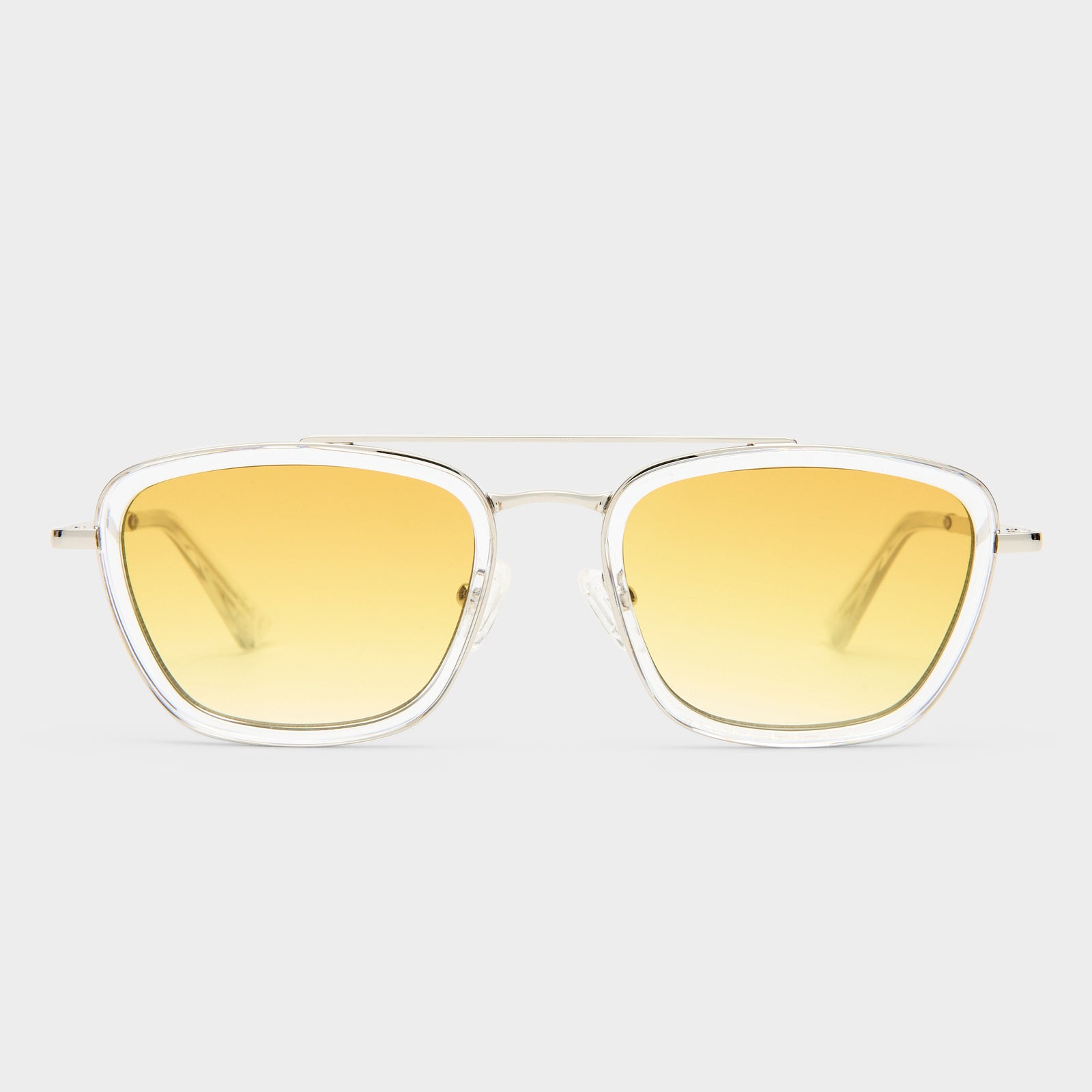 Diametric Silver Crystal Clear Uni-Sex Aviator Sunglasses | Le Specs