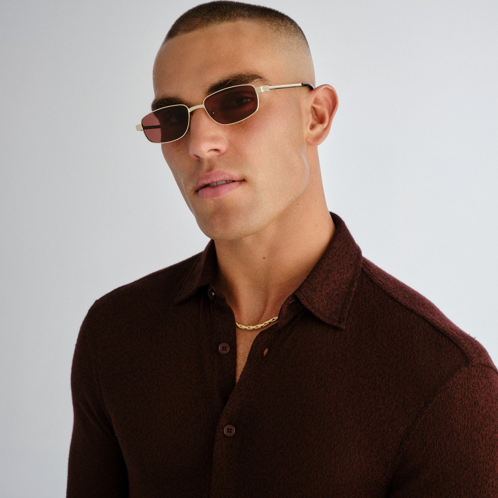 Torrid Gold Uni-Sex Rectangle Sunglasses | Le Specs