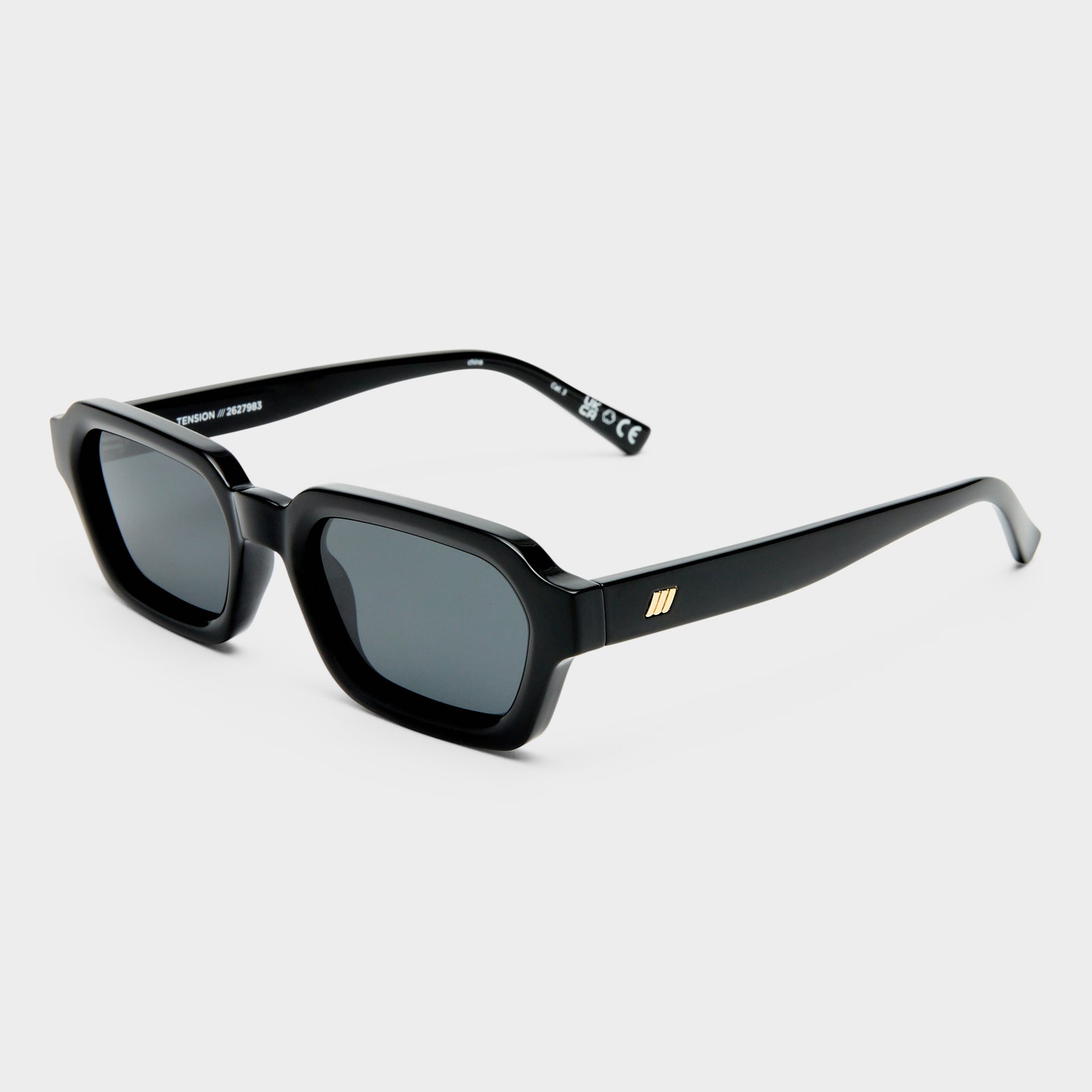 Tension + Black Uni-Sex Rectangle Sunglasses | Le Specs