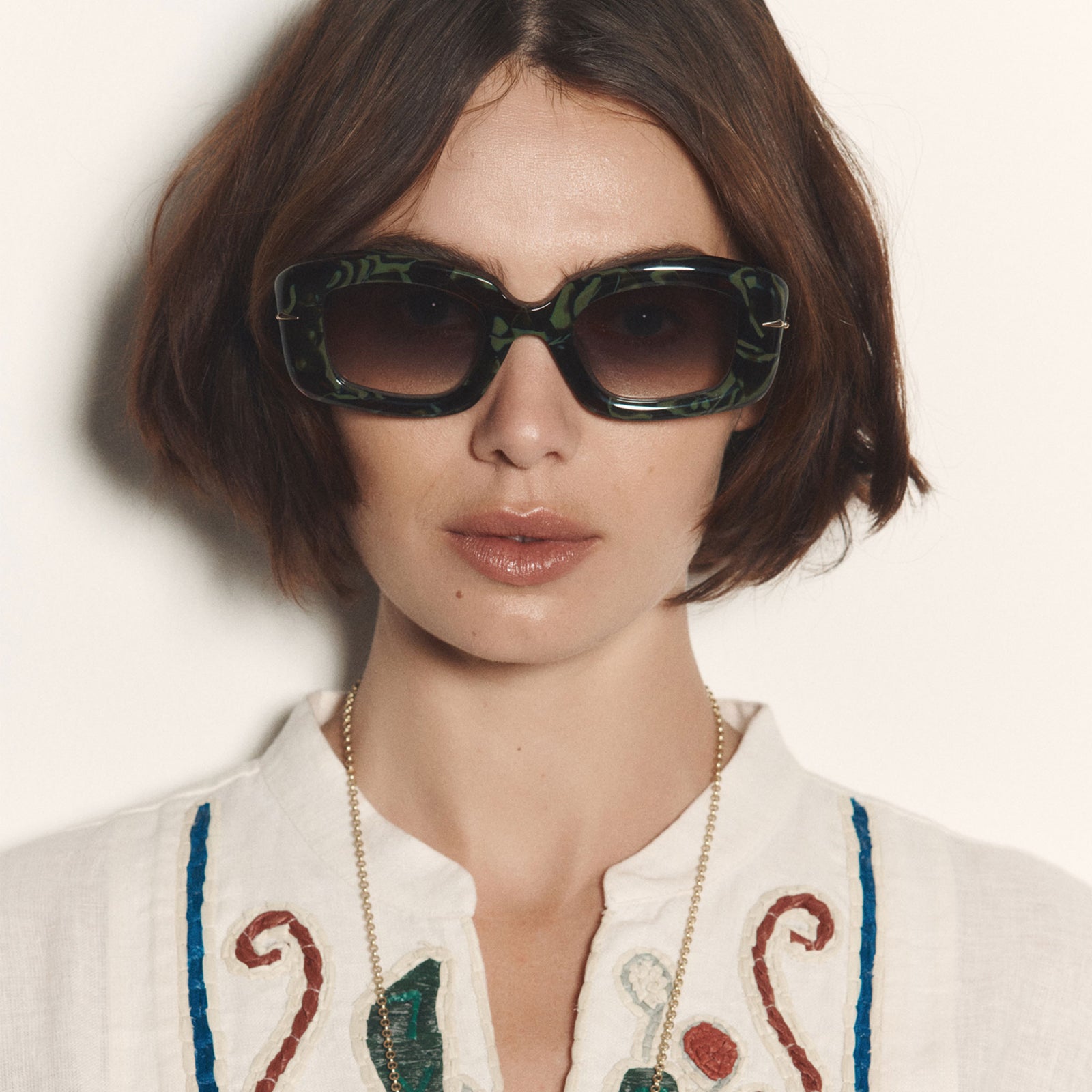 Celestina Jade Marble Female Square Sunglasses | Le Specs