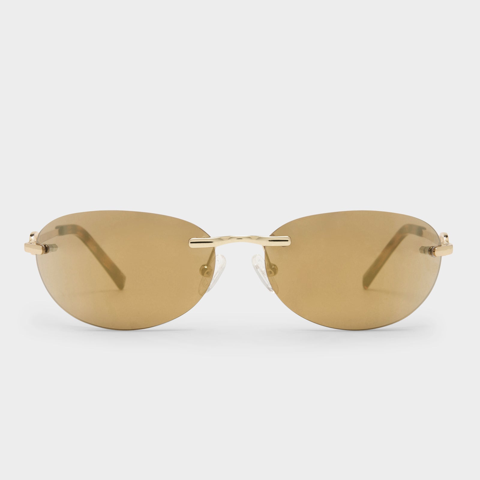 Slinky Gold Female Oval Sunglasses | Le Specs