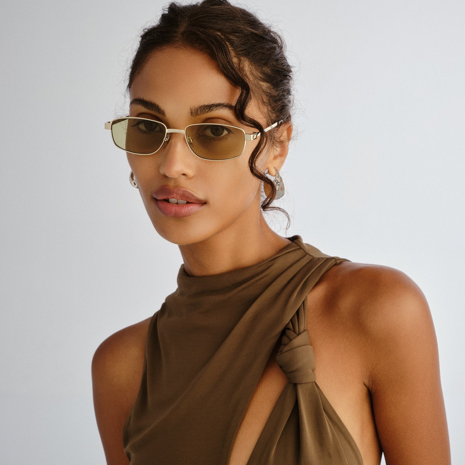 Torrid Gold Uni-Sex Rectangle Sunglasses | Le Specs