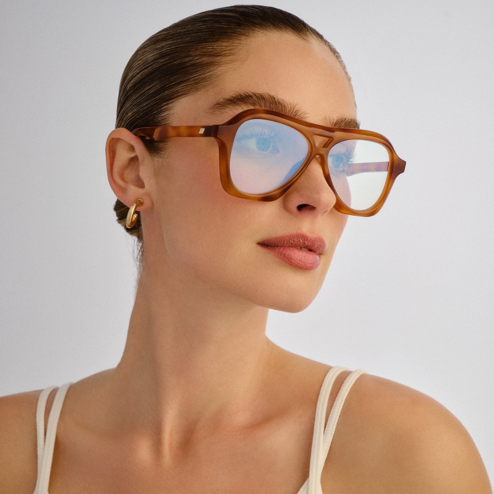 Drizzle Vintage Tort Uni-Sex Aviator Blue Light | Le Specs