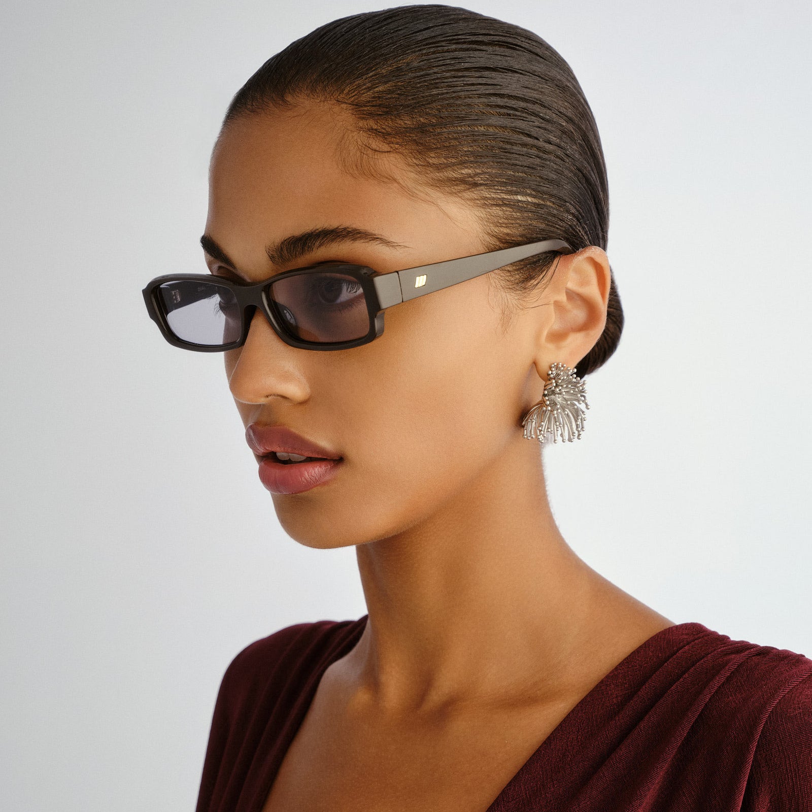 Dial Tone Dark Chocolate Uni-Sex Rectangle Sunglasses | Le Specs