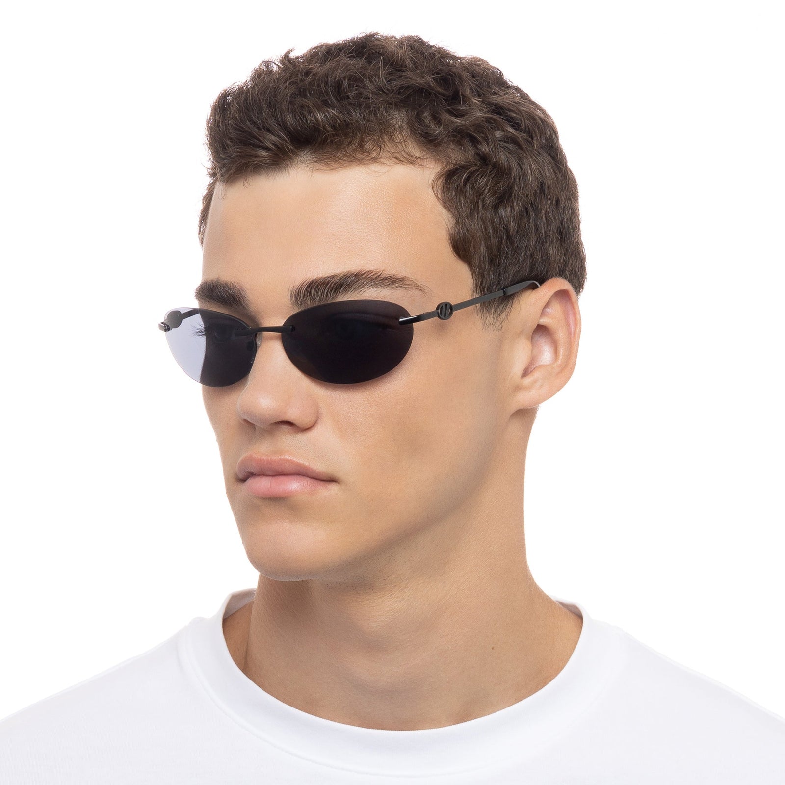 Slinky Matte Black Uni-Sex Oval Sunglasses